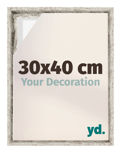 Lyon MDF Canvas Floater Frame 30x40cm White Vintage Voorzijde Maat | Yourdecoration.com