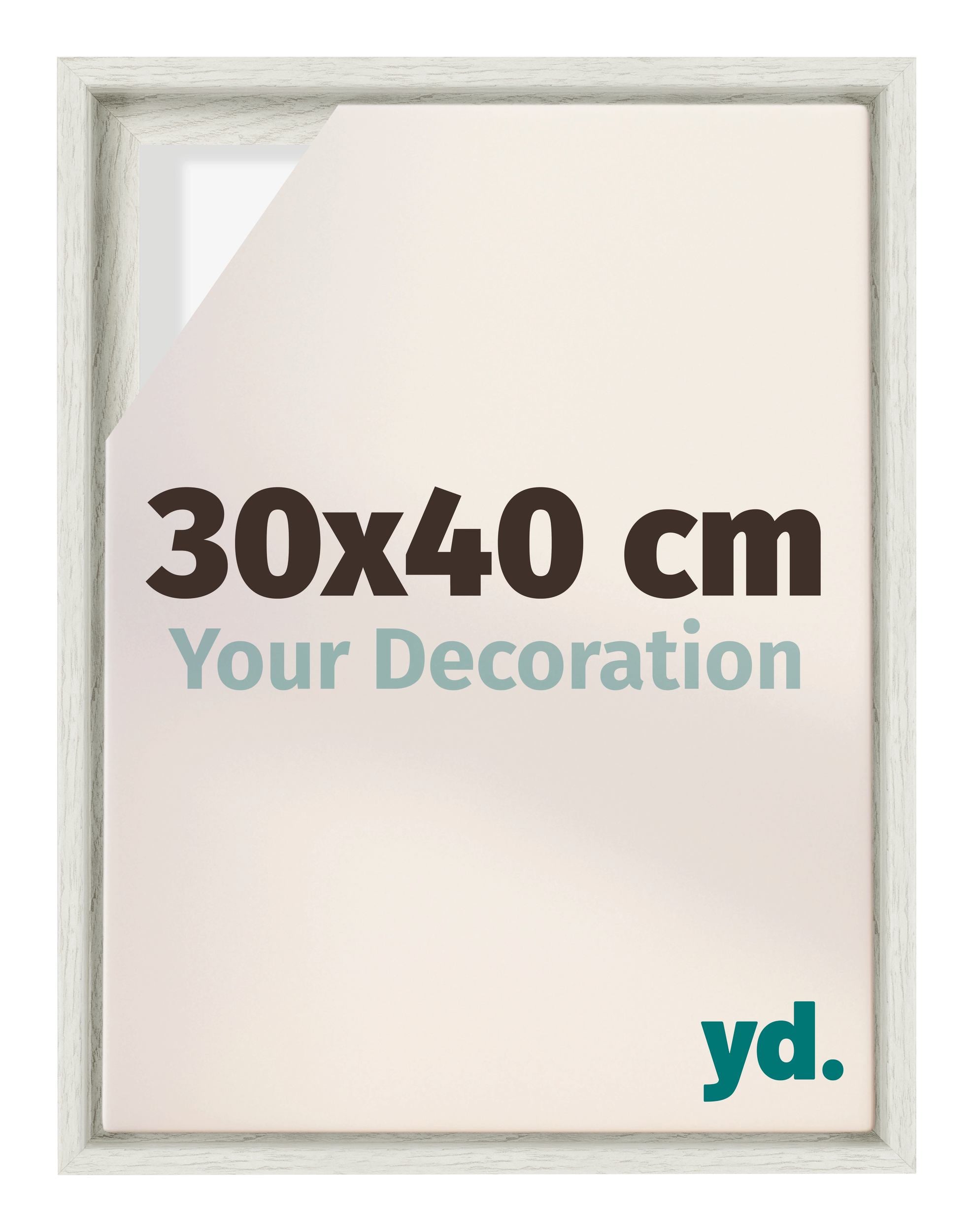 Lyon MDF Canvas Floater Frame 30x40cm White Wash Voorzijde Maat | Yourdecoration.com