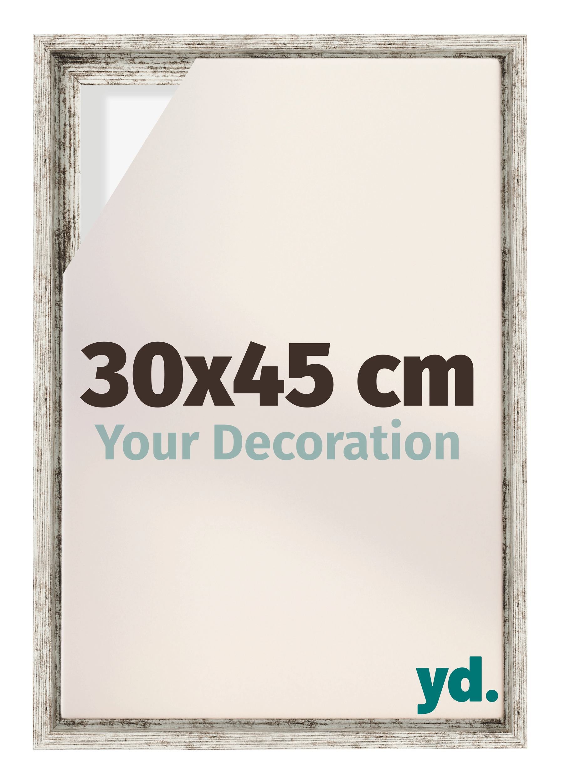 Lyon MDF Canvas Floater Frame 30x45cm White Vintage Voorzijde Maat | Yourdecoration.com