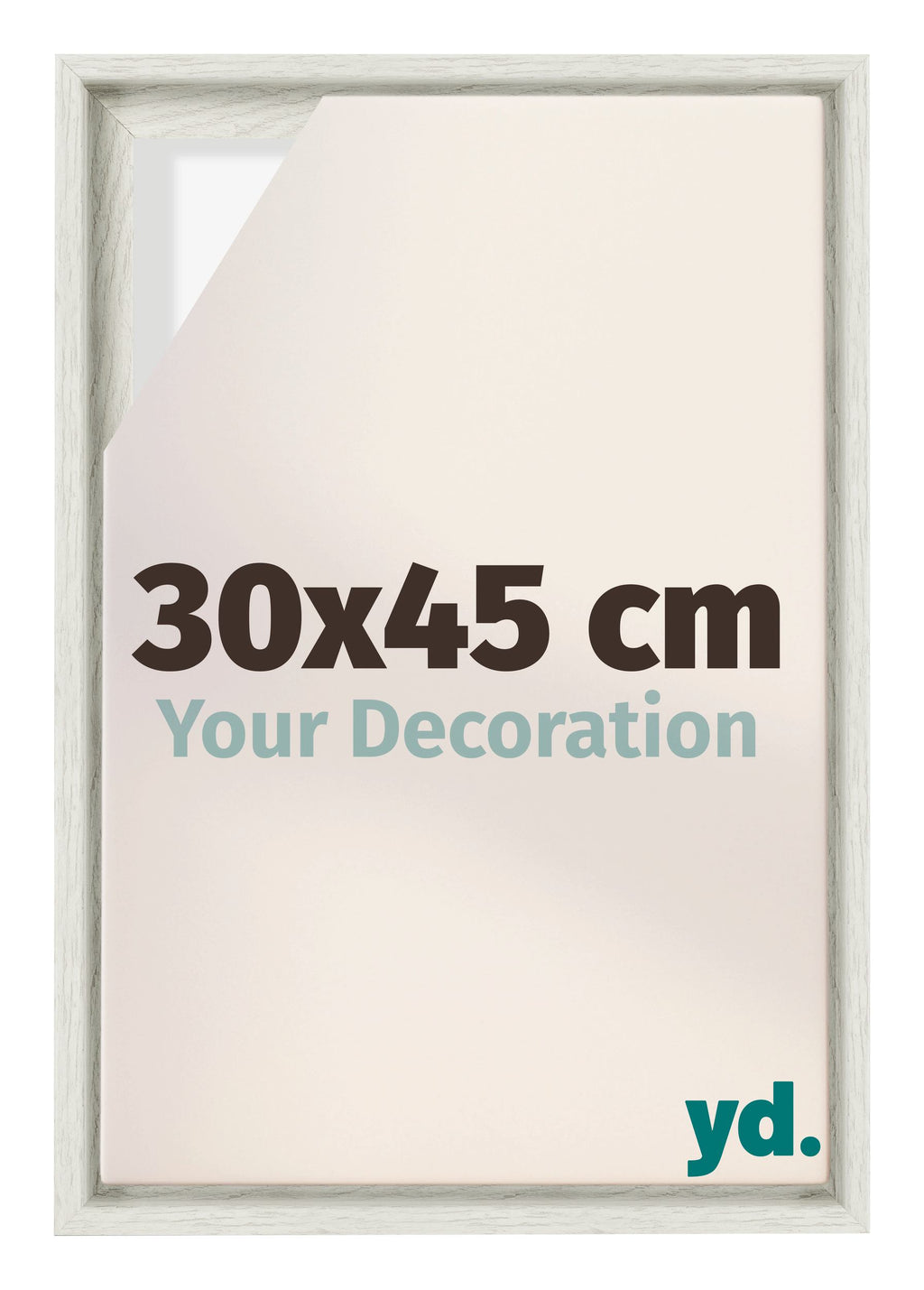 Lyon MDF Canvas Floater Frame 30x45cm White Wash Voorzijde Maat | Yourdecoration.com