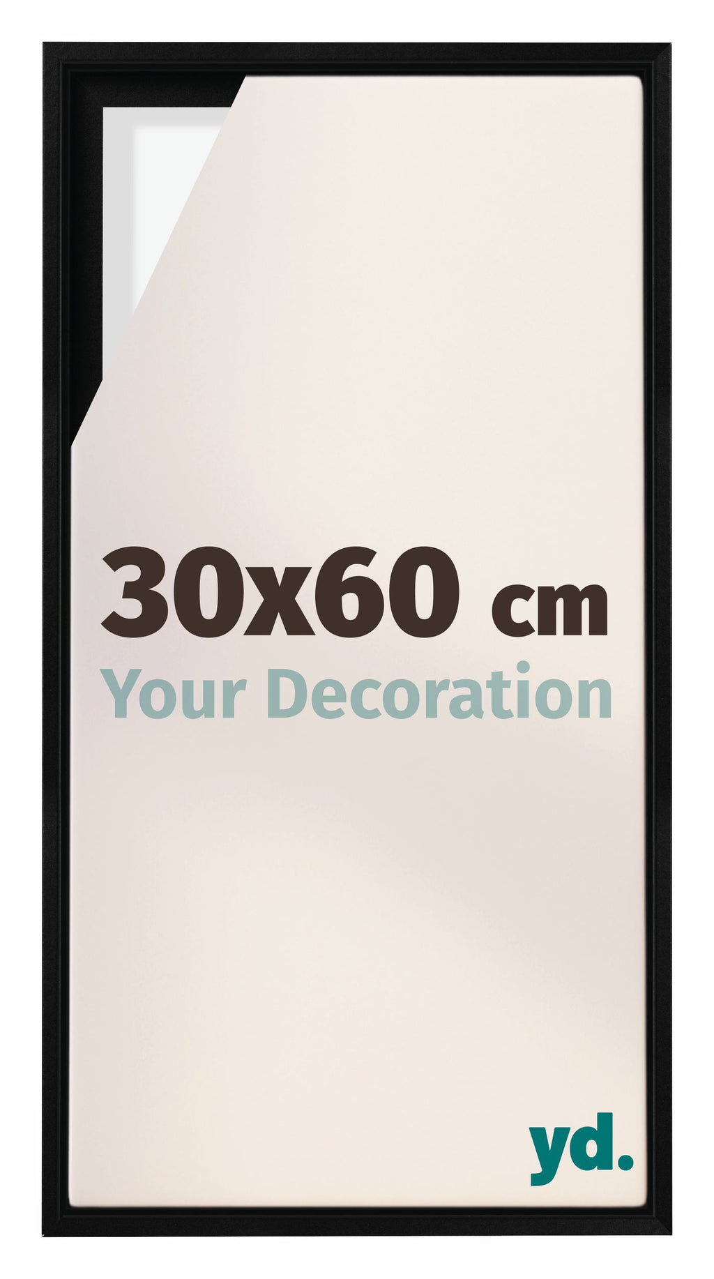 Lyon MDF Canvas Floater Frame 30x60cm Black Matte Front Size | Yourdecoration.com