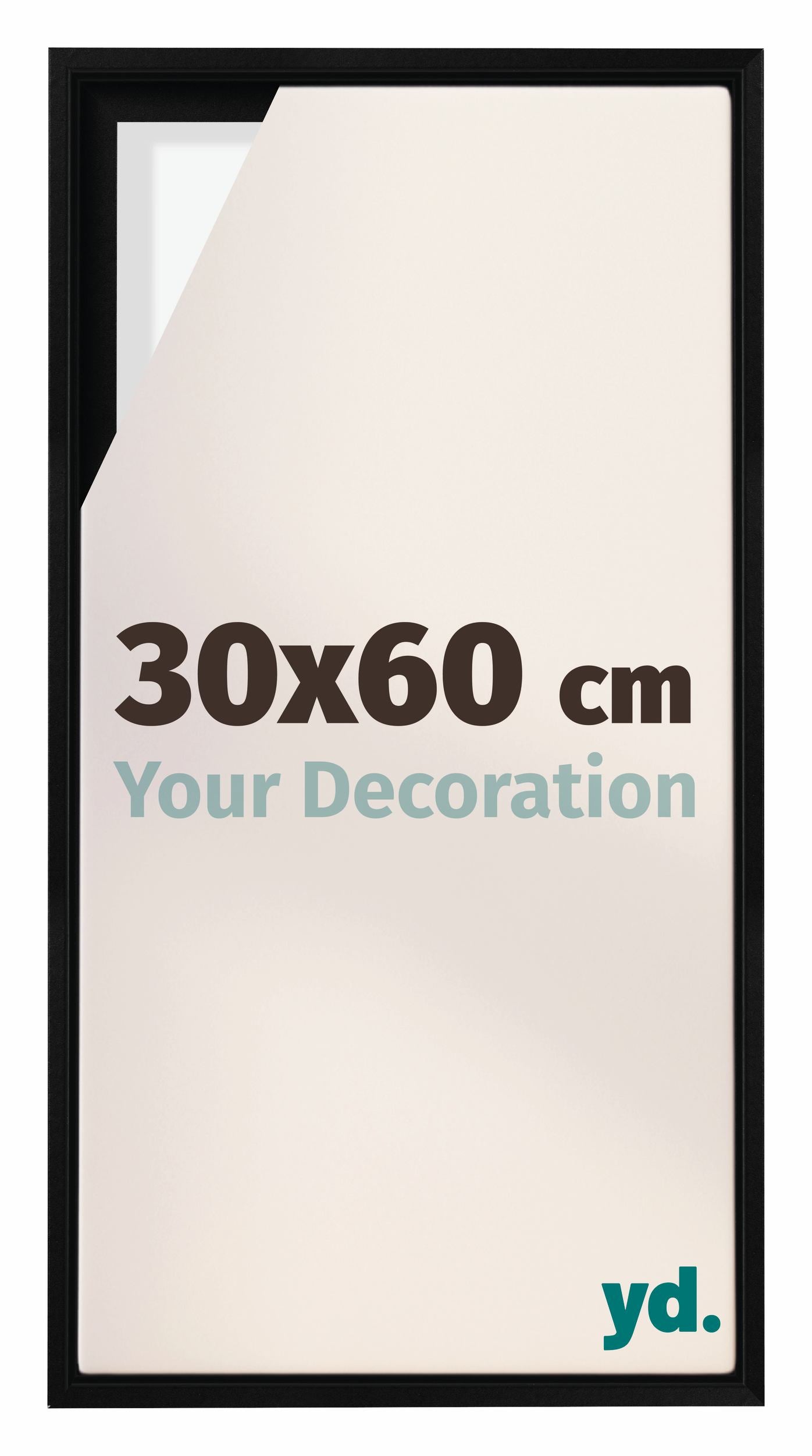 Lyon MDF Canvas Floater Frame 30x60cm Black Matte Front Size | Yourdecoration.com