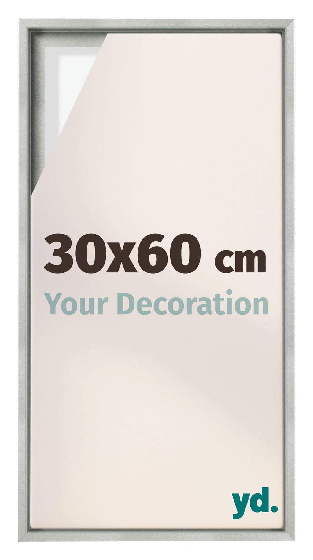Lyon MDF Canvas Floater Frame 30x60cm Silver Matte Front Size | Yourdecoration.com
