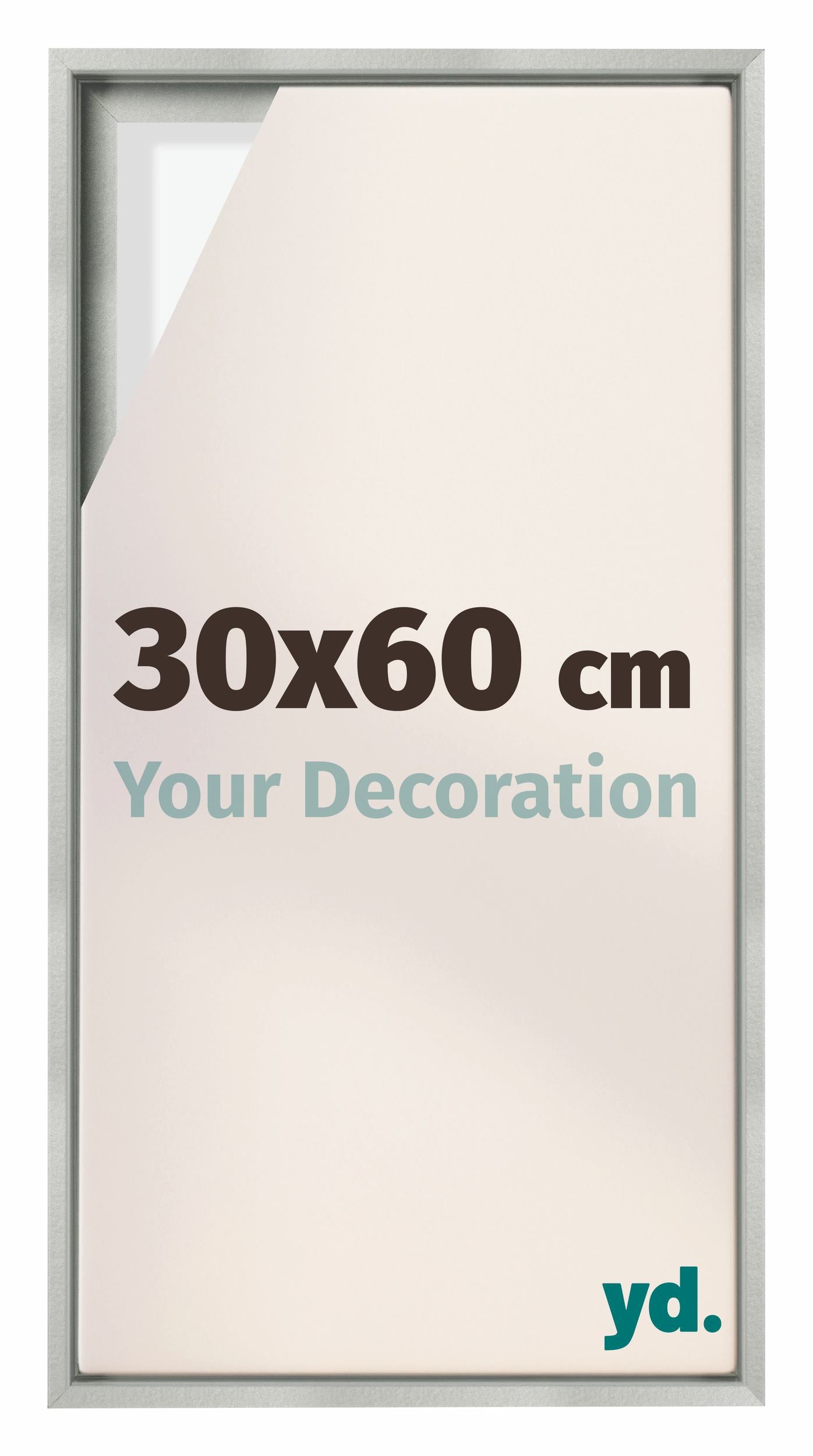 Lyon MDF Canvas Floater Frame 30x60cm Silver Matte Front Size | Yourdecoration.com