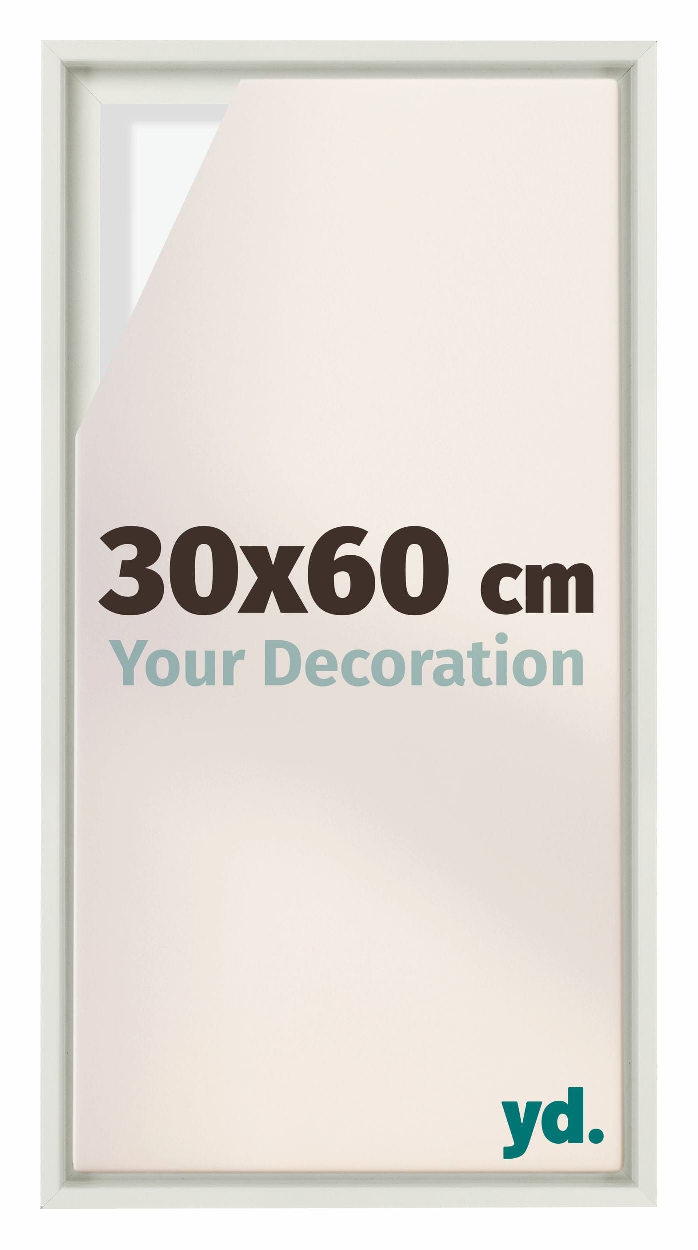 Lyon MDF Canvas Floater Frame 30x60cm White Matte Front Size | Yourdecoration.com