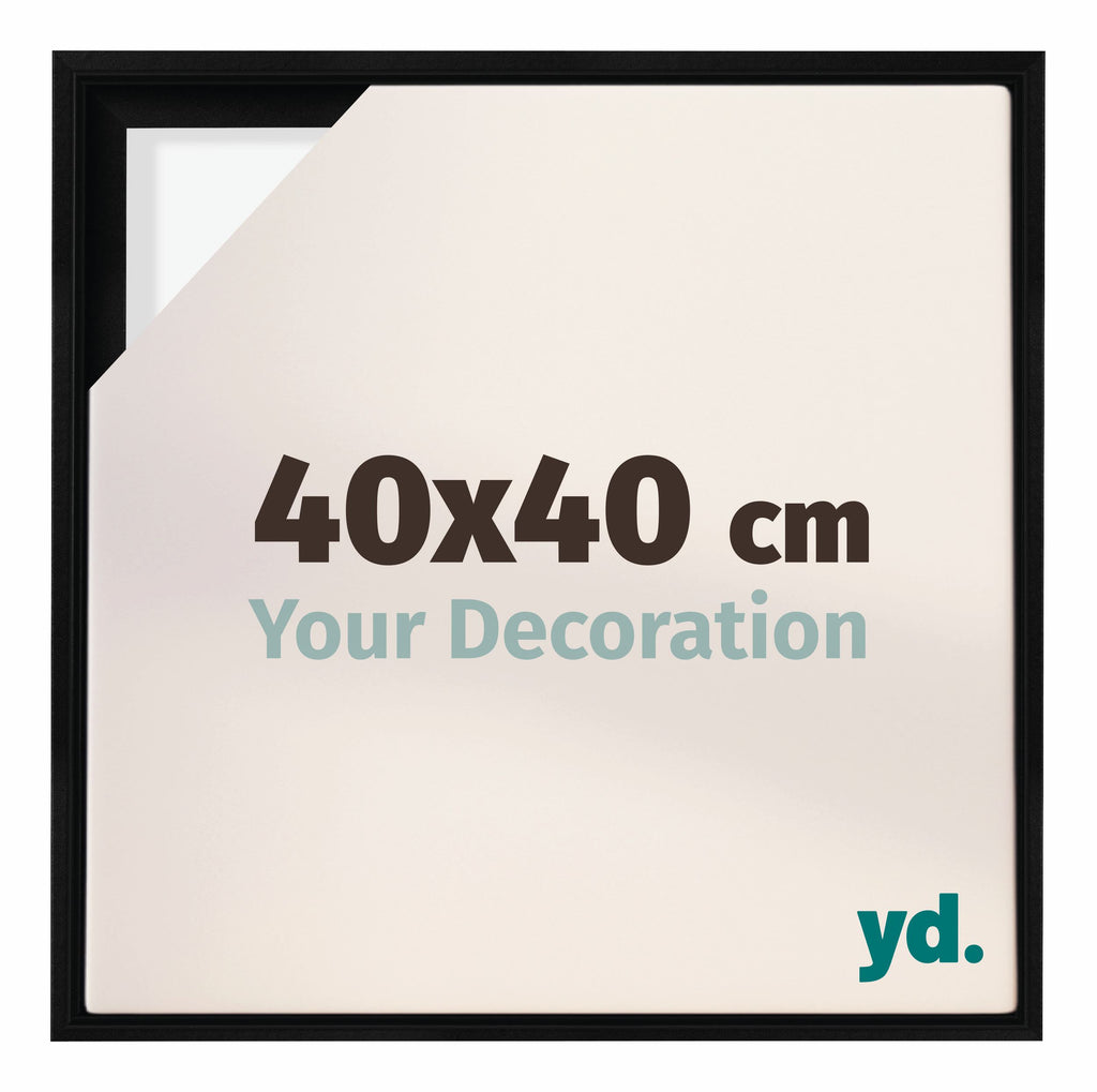 Lyon MDF Canvas Floater Frame 40x40cm Black Matte Front Size | Yourdecoration.com