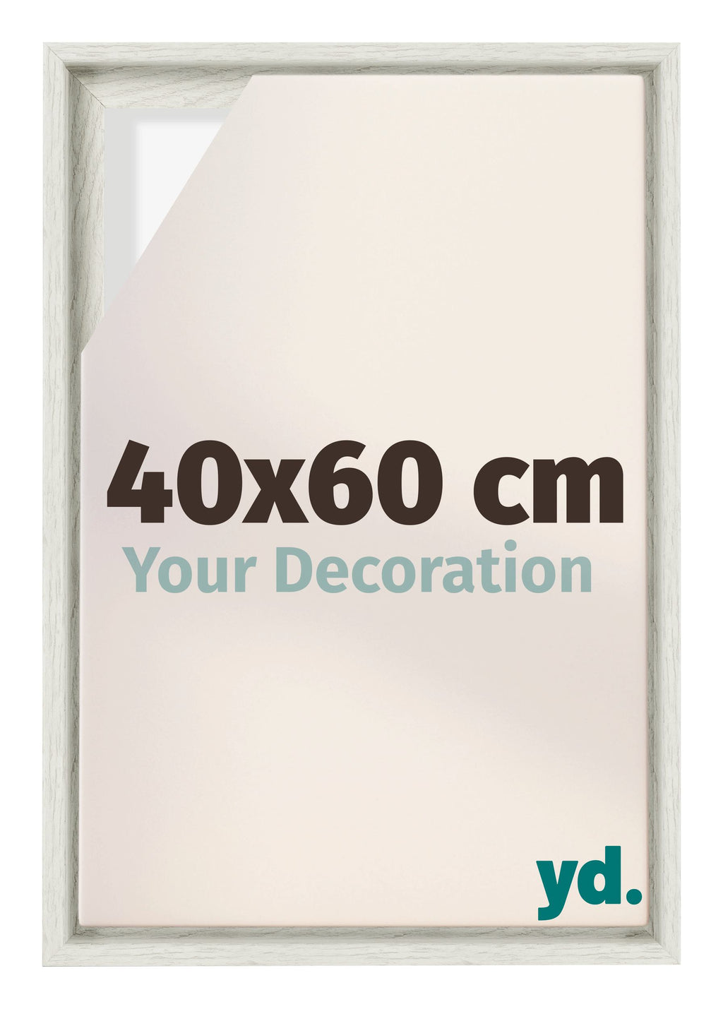 Lyon MDF Canvas Floater Frame 40x60cm White Wash Voorzijde Maat | Yourdecoration.com