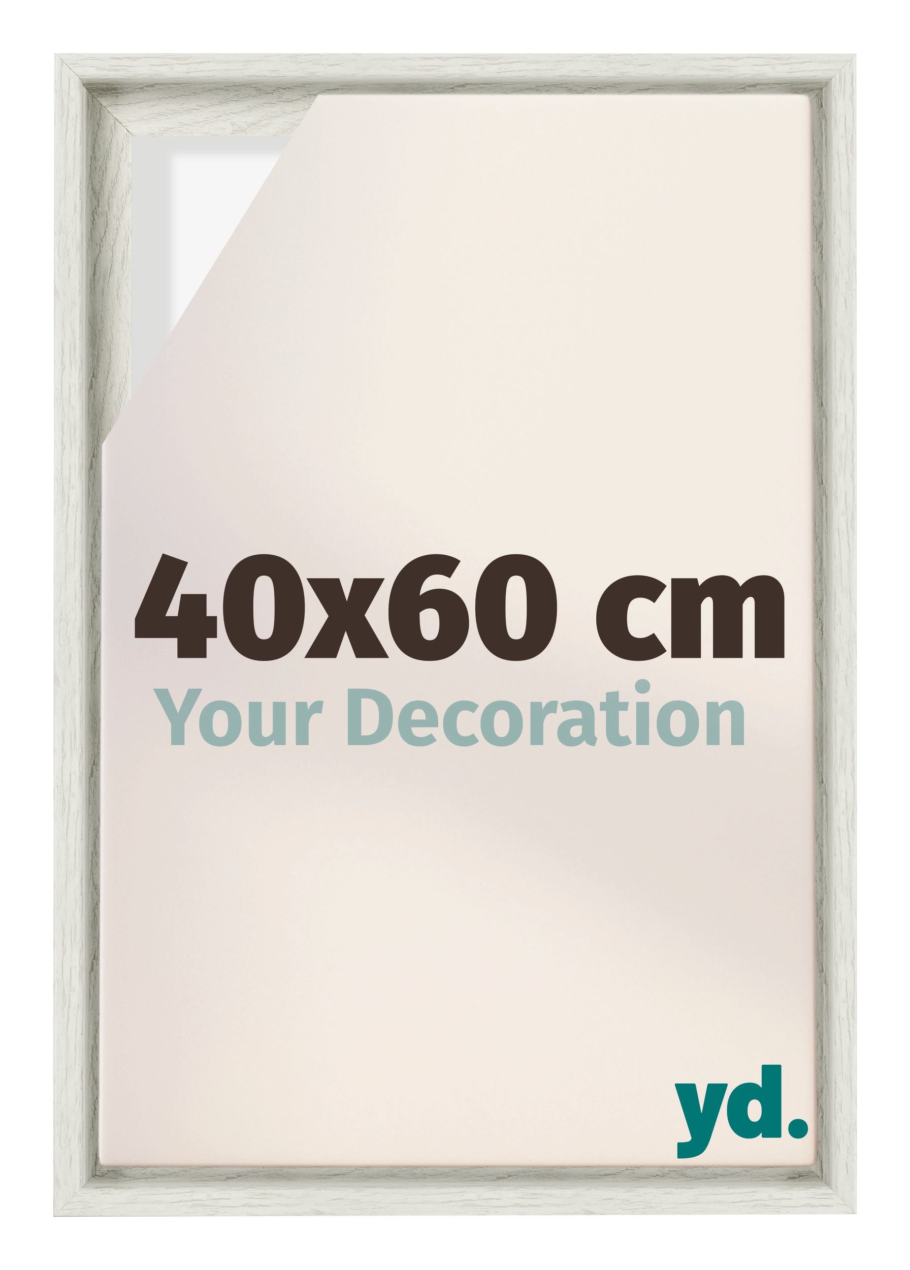 Lyon MDF Canvas Floater Frame 40x60cm White Wash Voorzijde Maat | Yourdecoration.com