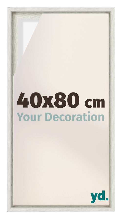 Lyon MDF Canvas Floater Frame 40x80cm White Wash Voorzijde Maat | Yourdecoration.com