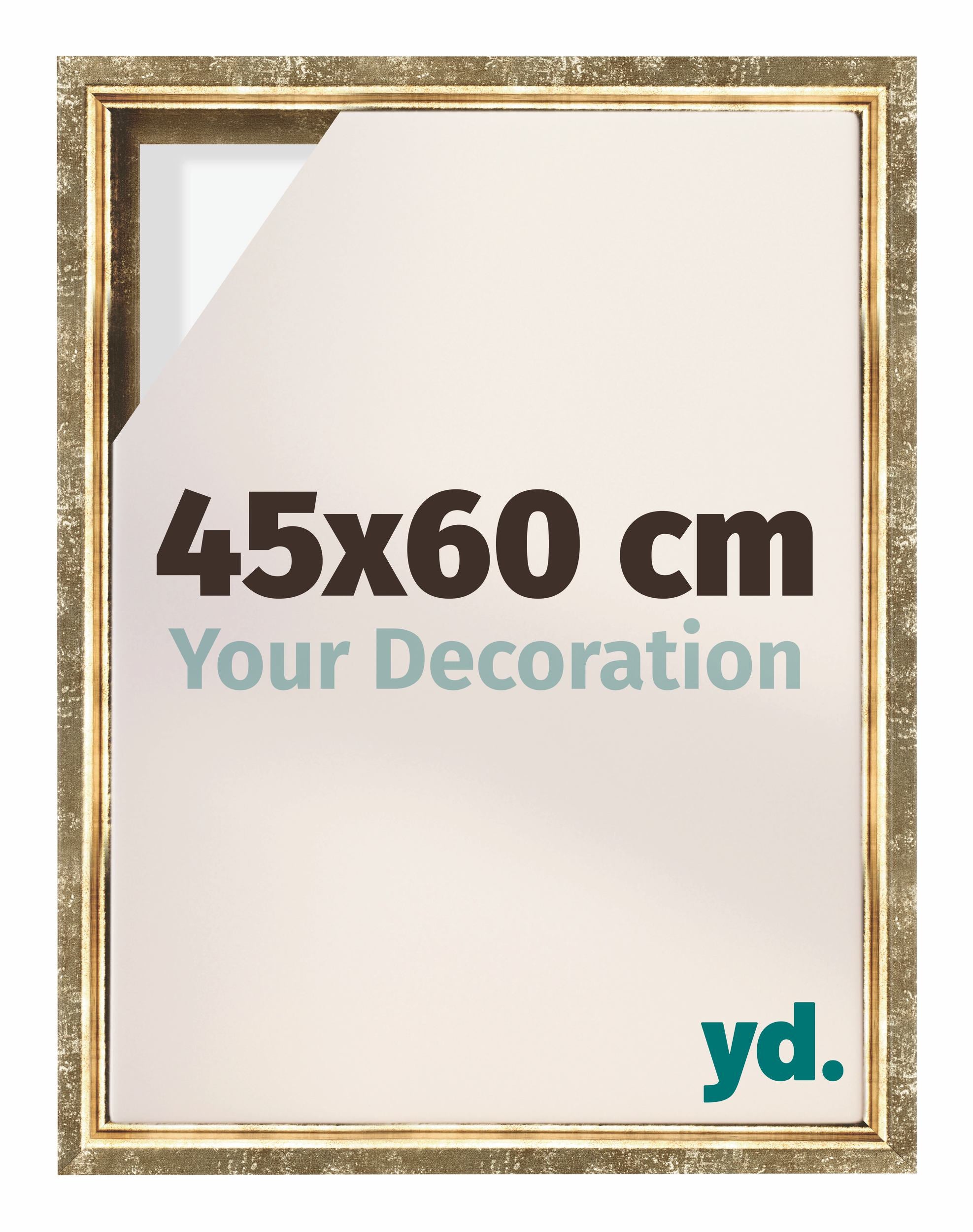 Lyon MDF Canvas Floater Frame 45x60cm Gold Antique Front Size | Yourdecoration.com