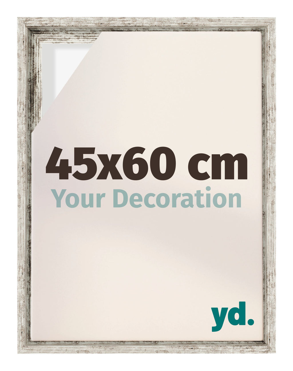 Lyon MDF Canvas Floater Frame 45x60cm White Vintage Voorzijde Maat | Yourdecoration.com