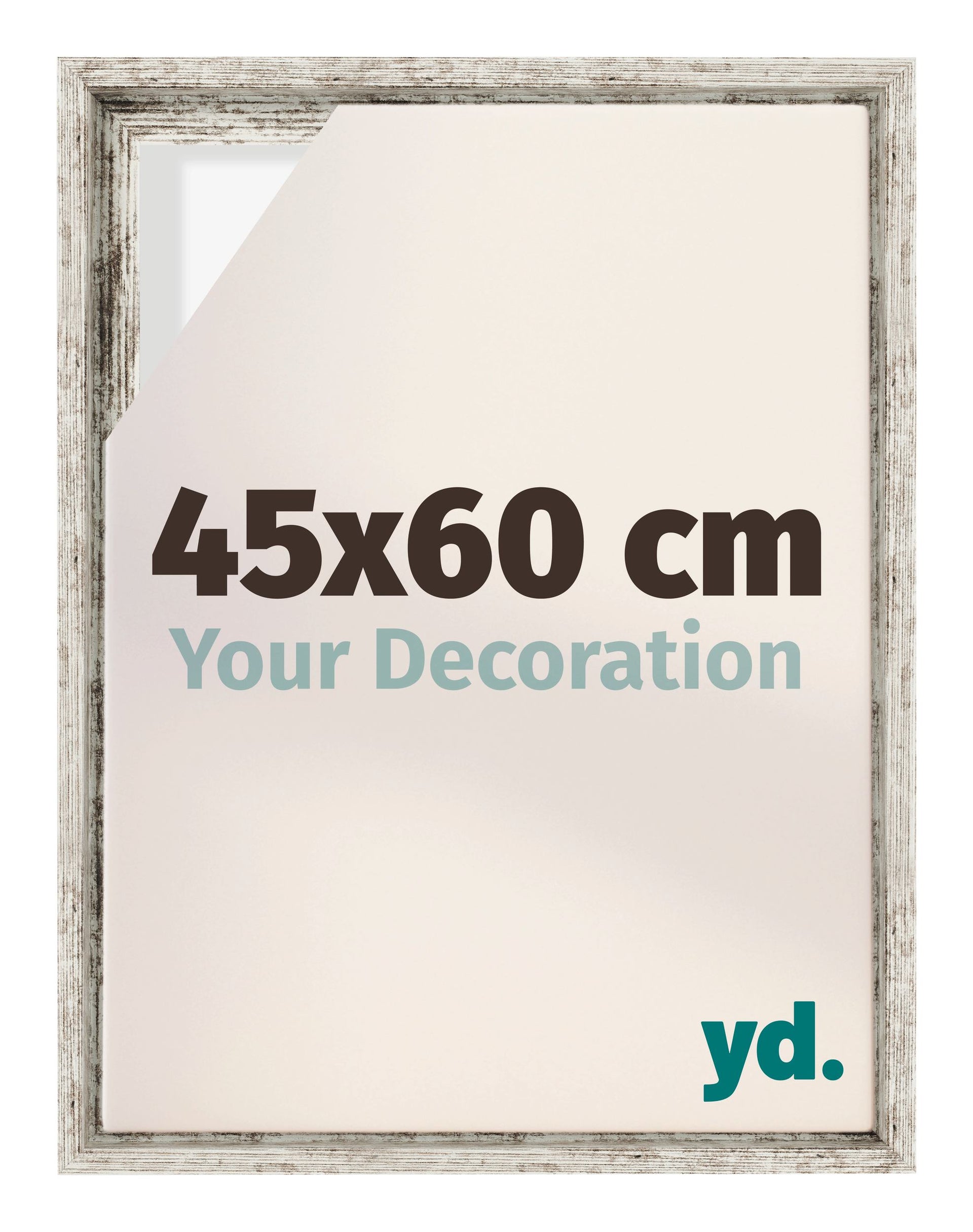 Lyon MDF Canvas Floater Frame 45x60cm White Vintage Voorzijde Maat | Yourdecoration.com