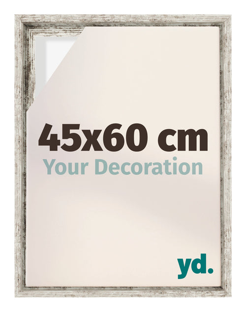 Lyon MDF Canvas Floater Frame 45x60cm White Vintage Voorzijde Maat | Yourdecoration.com