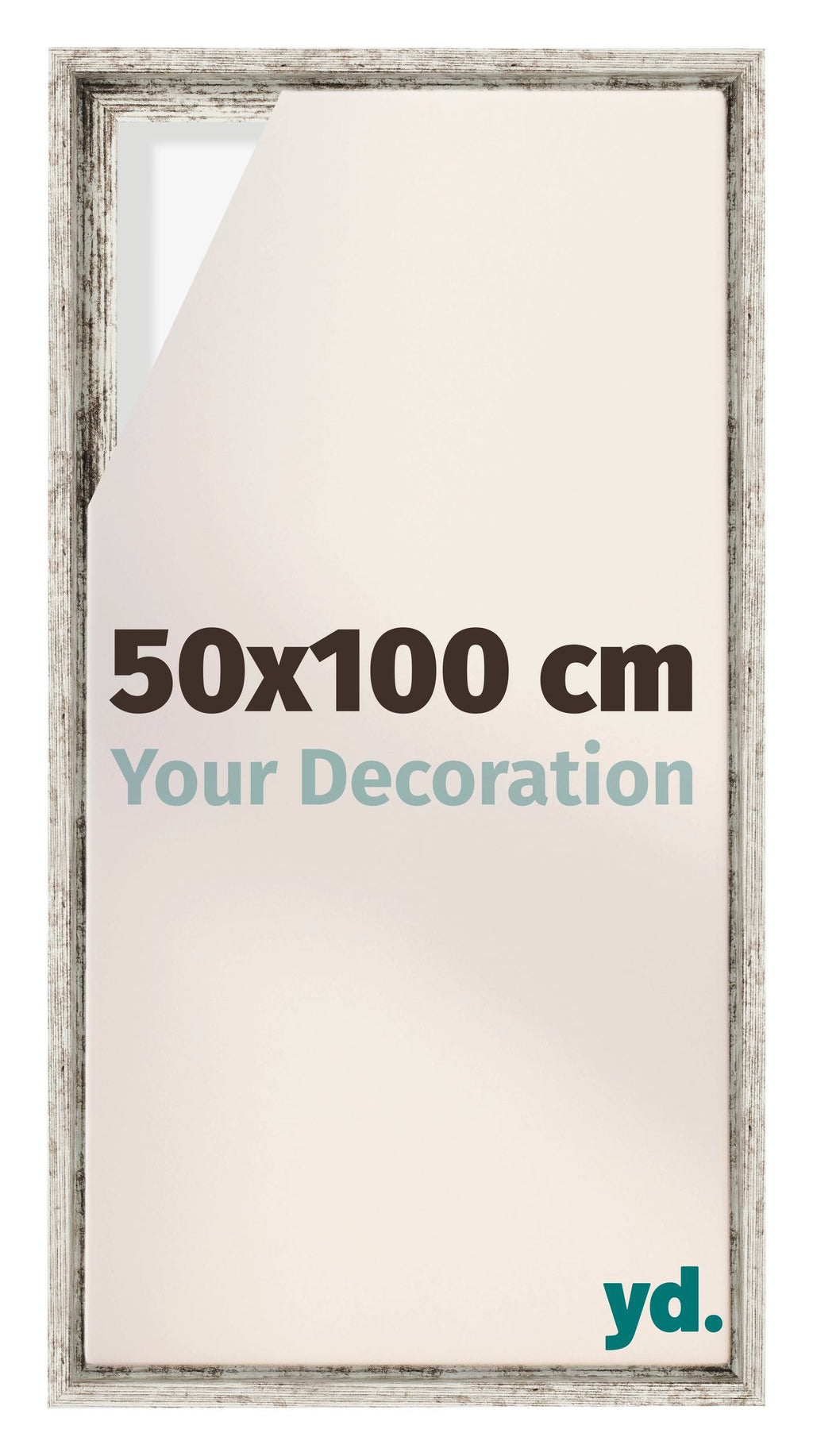 Lyon MDF Canvas Floater Frame 50x100cm White Vintage Voorzijde Maat | Yourdecoration.com
