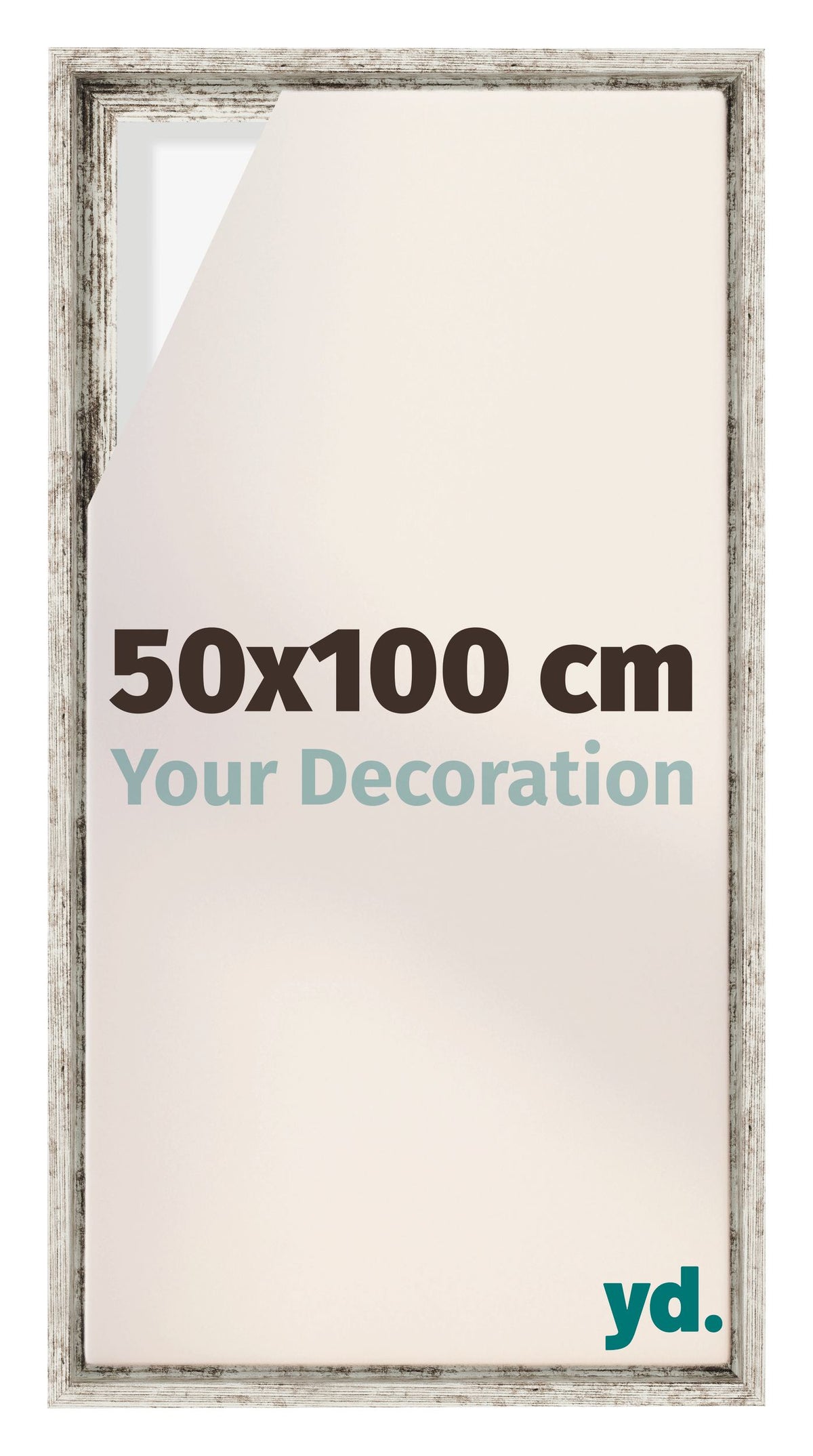 Lyon MDF Canvas Floater Frame 50x100cm White Vintage Voorzijde Maat | Yourdecoration.com