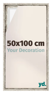 Lyon MDF Canvas Floater Frame 50x100cm White Vintage Voorzijde Maat | Yourdecoration.com