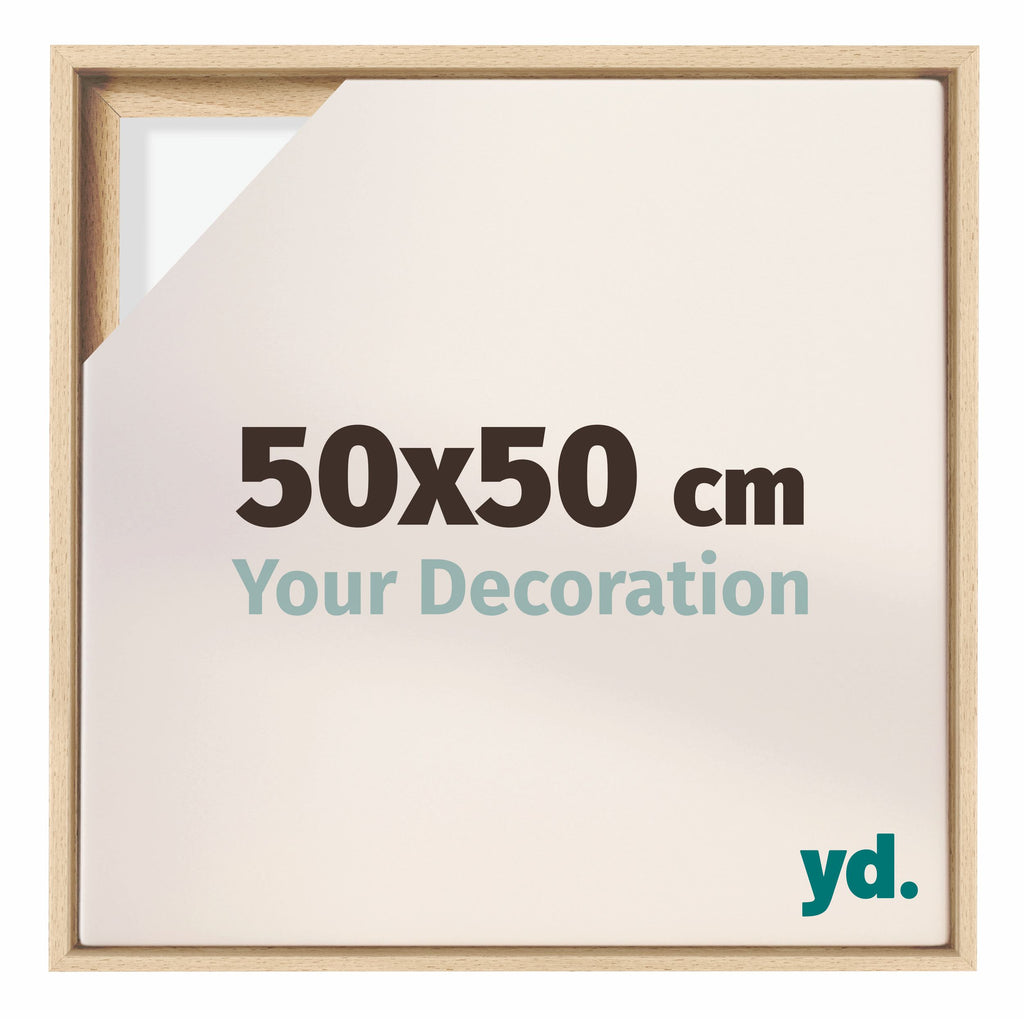 Lyon MDF Canvas Floater Frame 50x50cm Beech Front Size | Yourdecoration.com