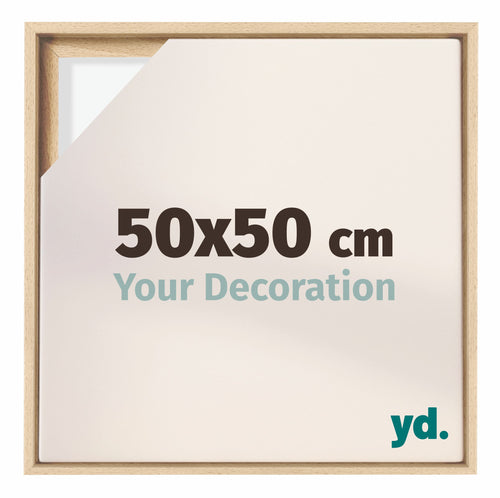 Lyon MDF Canvas Floater Frame 50x50cm Beech Front Size | Yourdecoration.com