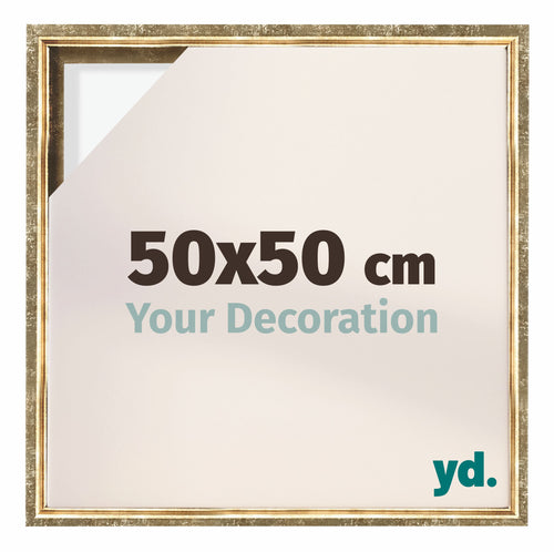 Lyon MDF Canvas Floater Frame 50x50cm Gold Antique Front Size | Yourdecoration.com