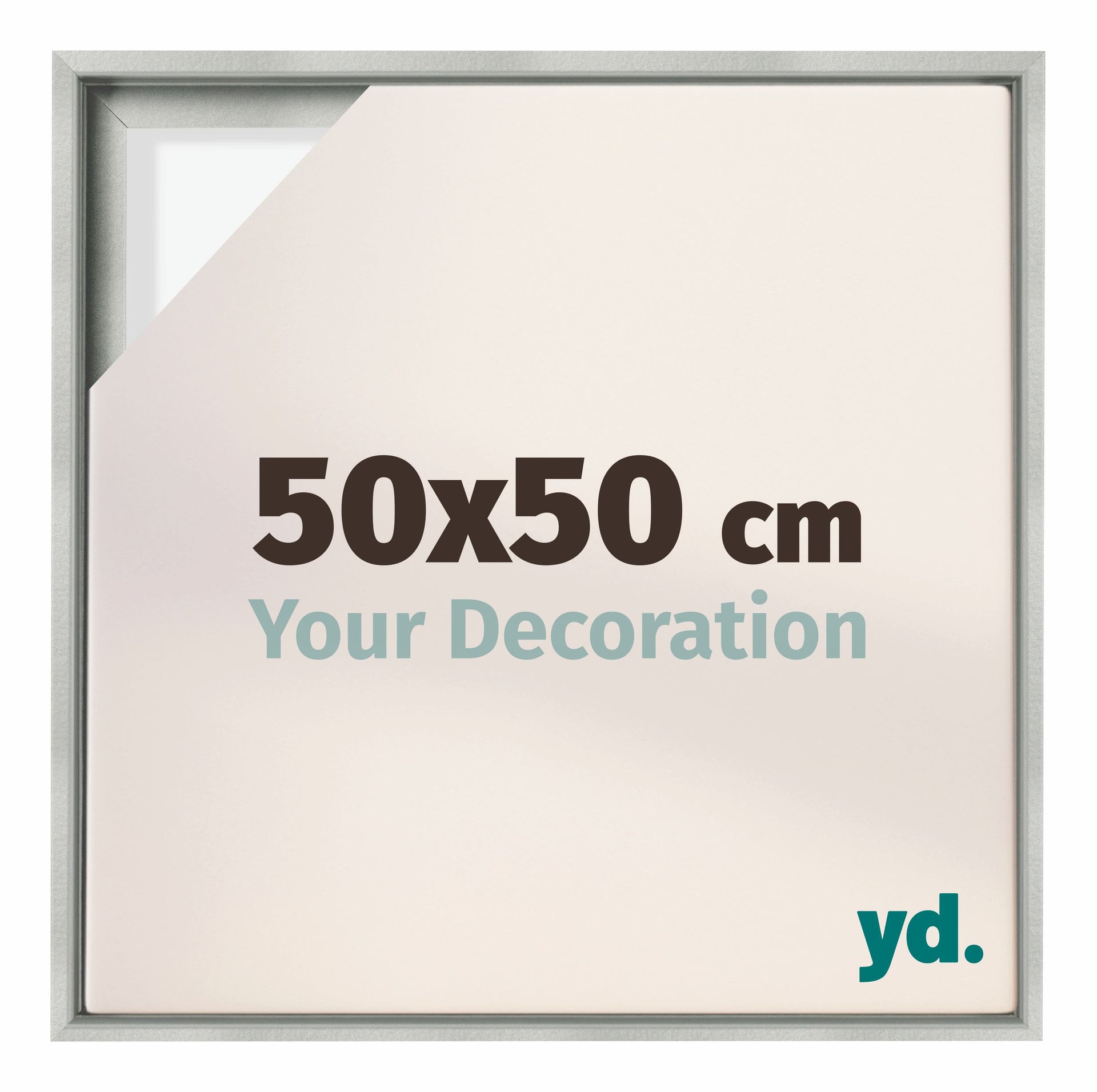 Lyon MDF Canvas Floater Frame 50x50cm Silver Matte Front Size | Yourdecoration.com