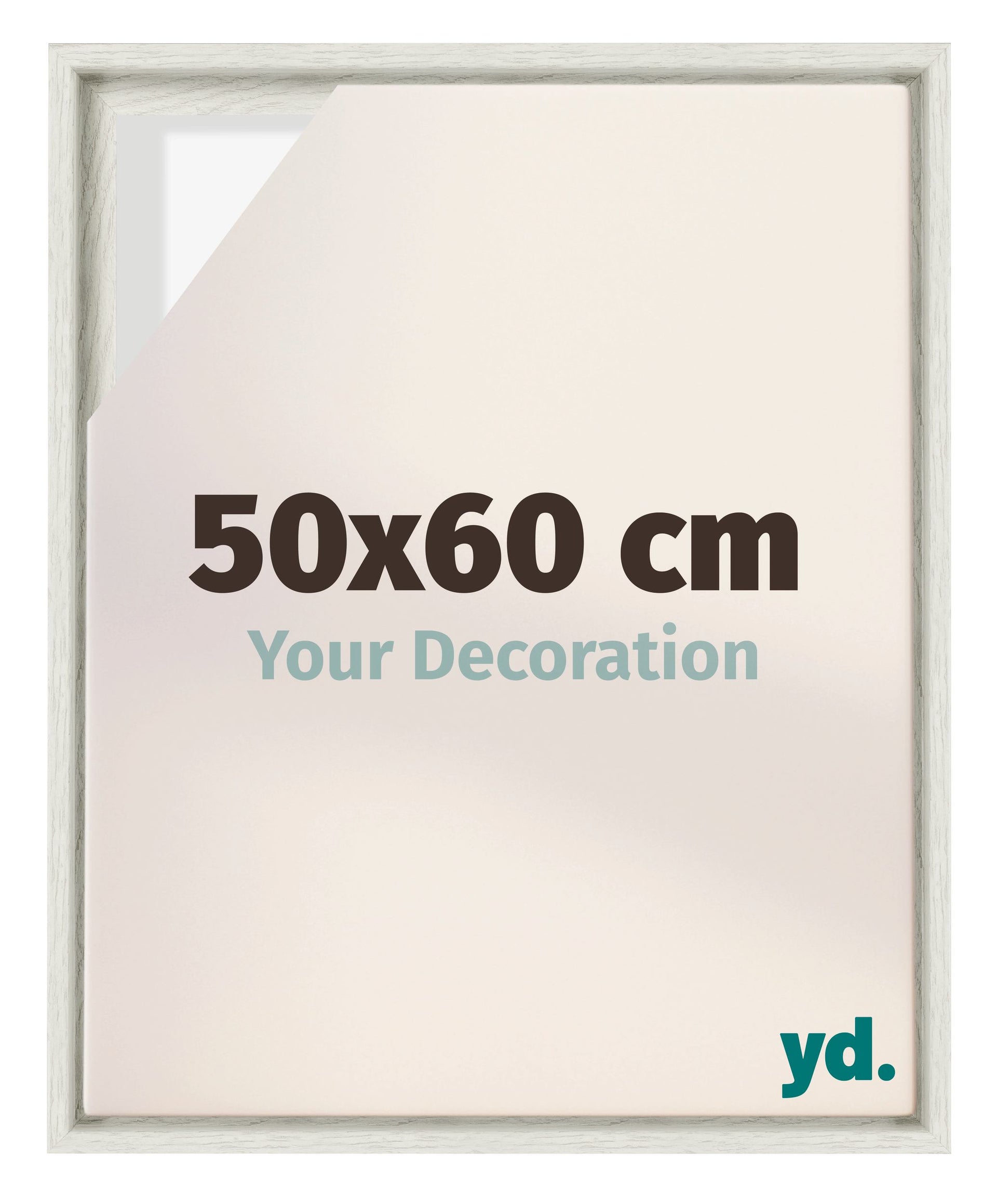 Lyon MDF Canvas Floater Frame 50x60cm White Wash Voorzijde Maat | Yourdecoration.com