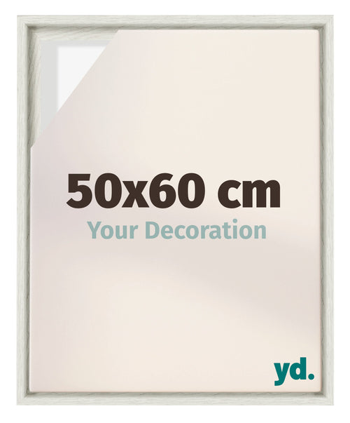 Lyon MDF Canvas Floater Frame 50x60cm White Wash Voorzijde Maat | Yourdecoration.com