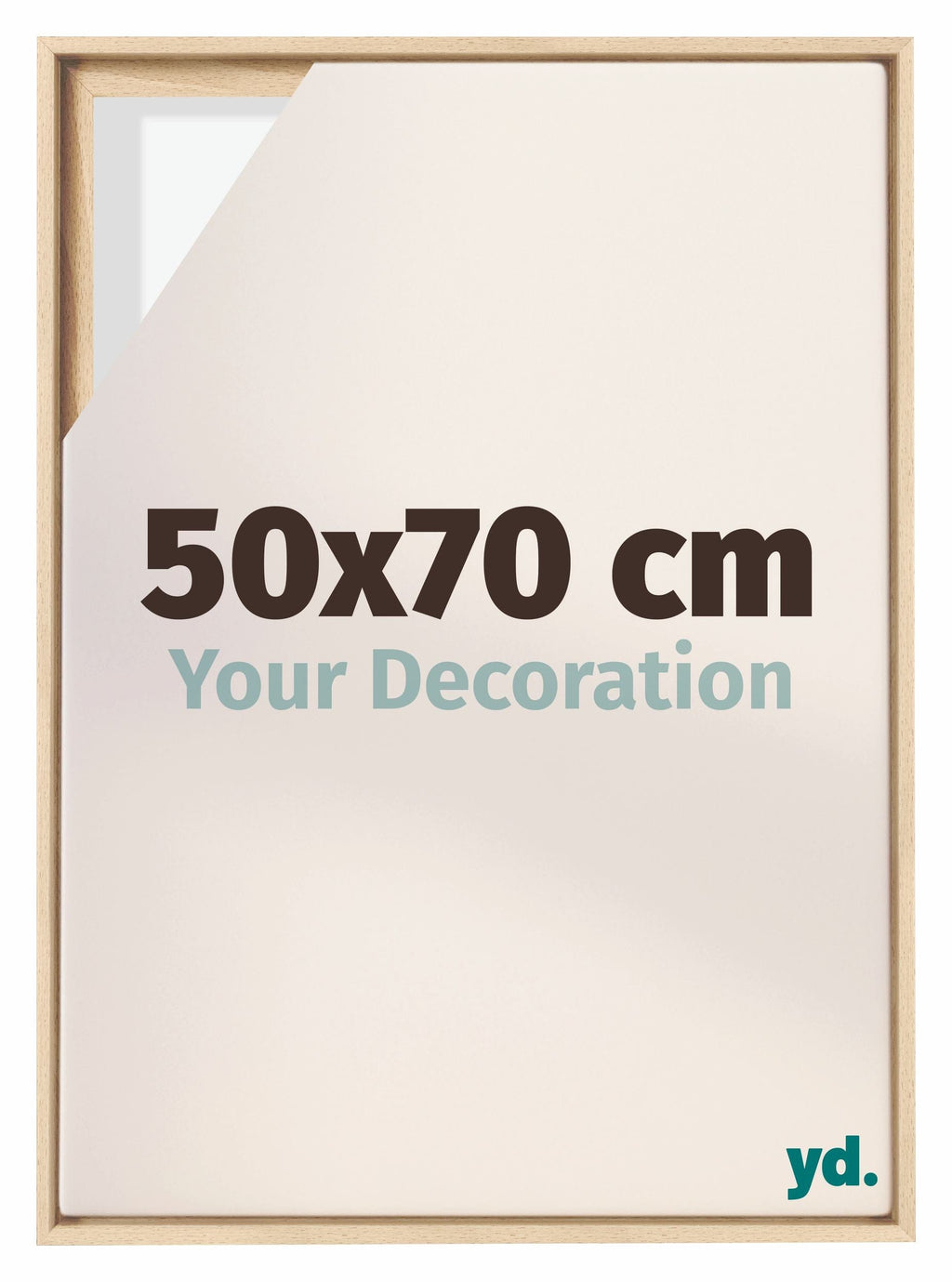 Lyon MDF Canvas Floater Frame 50x70cm Beech Front Size | Yourdecoration.com