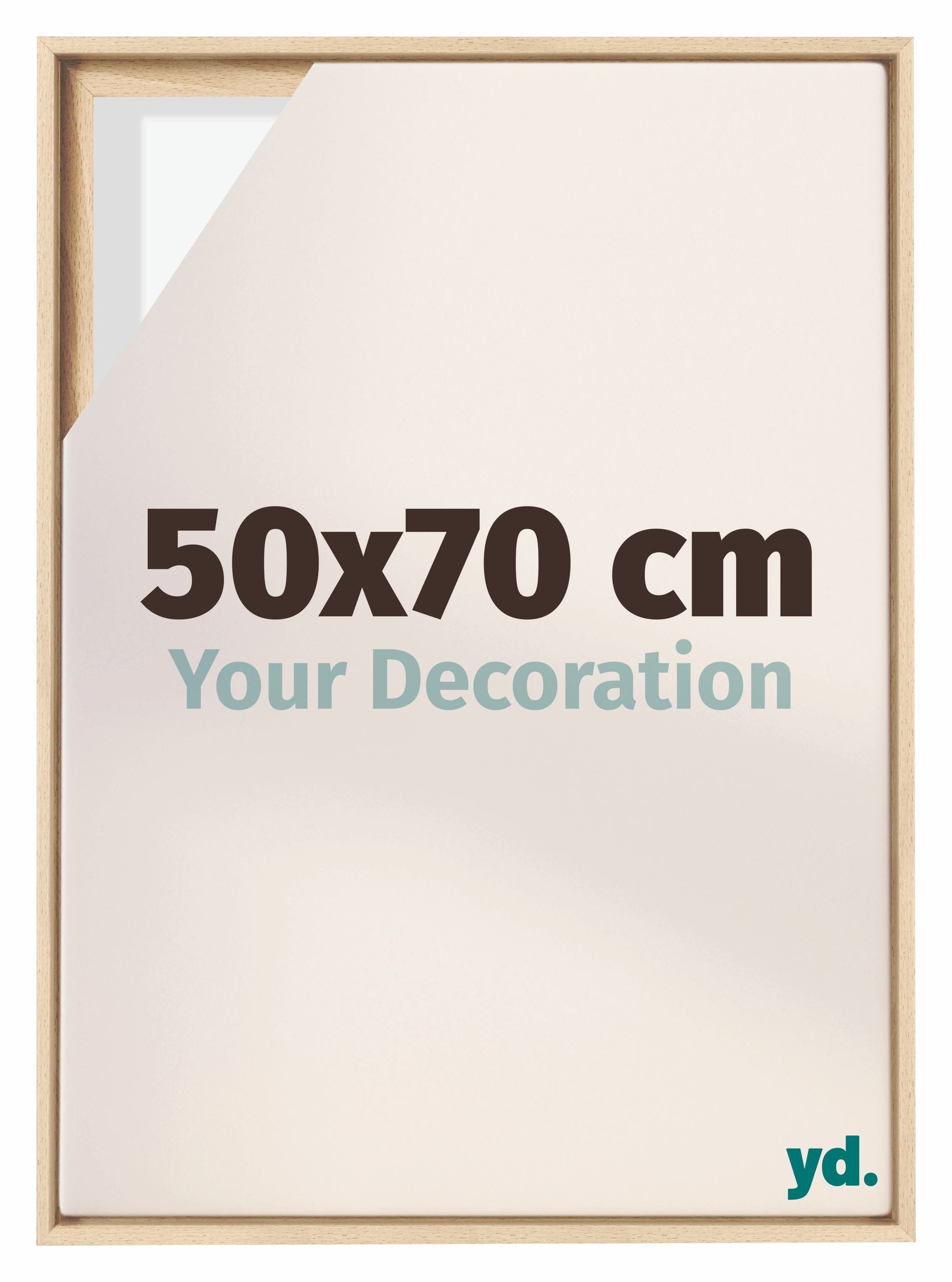 Lyon MDF Canvas Floater Frame 50x70cm Beech Front Size | Yourdecoration.com