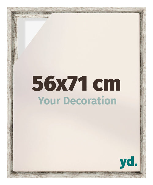 Lyon MDF Canvas Floater Frame 56x71cm White Vintage Voorzijde Maat | Yourdecoration.com