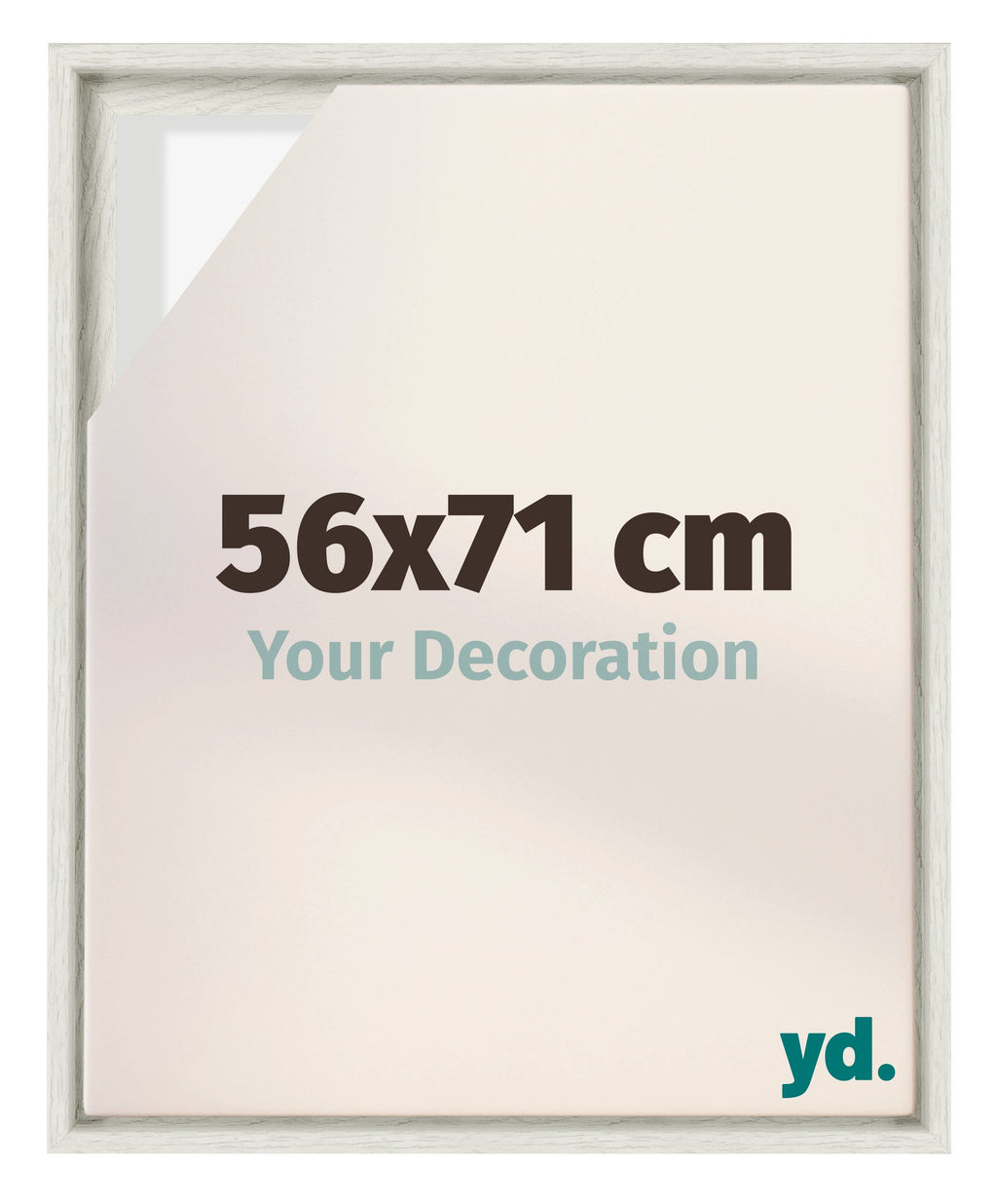 Lyon MDF Canvas Floater Frame 56x71cm White Wash Voorzijde Maat | Yourdecoration.com