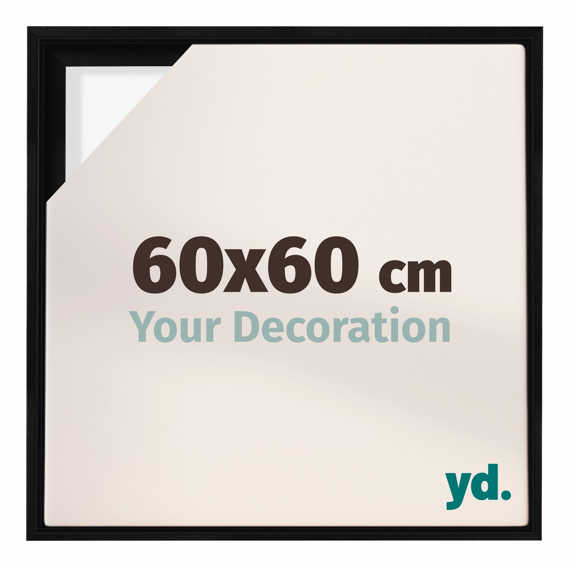 Lyon MDF Canvas Floater Frame 60x60cm Black Matte Front Size | Yourdecoration.com