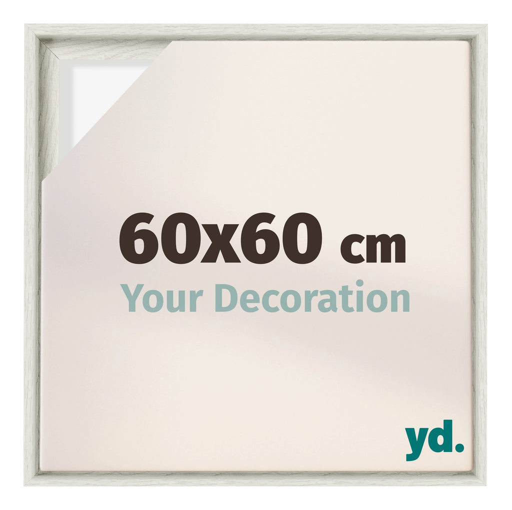 Lyon MDF Canvas Floater Frame 60x60cm White Wash Voorzijde Maat | Yourdecoration.com