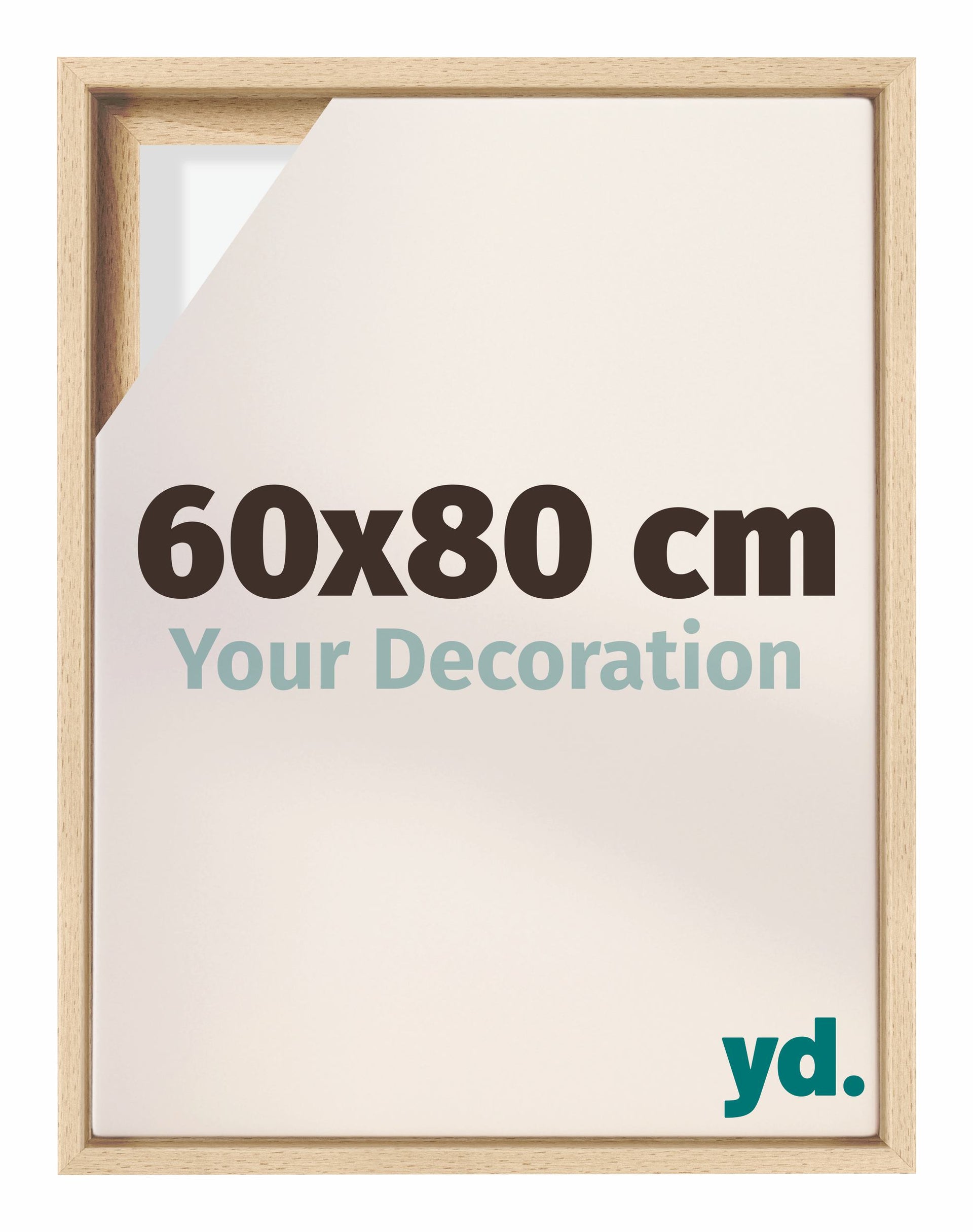 Lyon MDF Canvas Floater Frame 60x80cm Beech Front Size | Yourdecoration.com