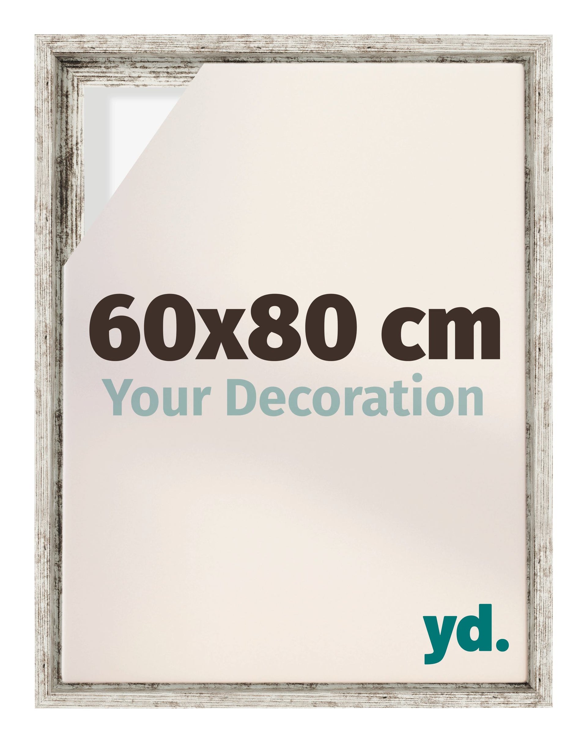Lyon MDF Canvas Floater Frame 60x80cm White Vintage Voorzijde Maat | Yourdecoration.com