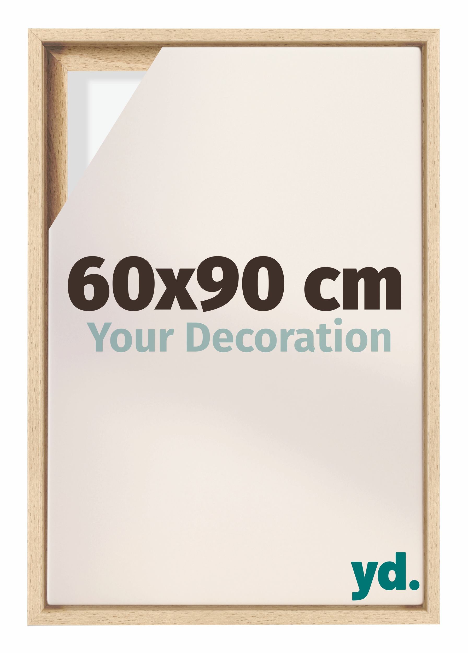 Lyon MDF Canvas Floater Frame 60x90cm Beech Front Size | Yourdecoration.com