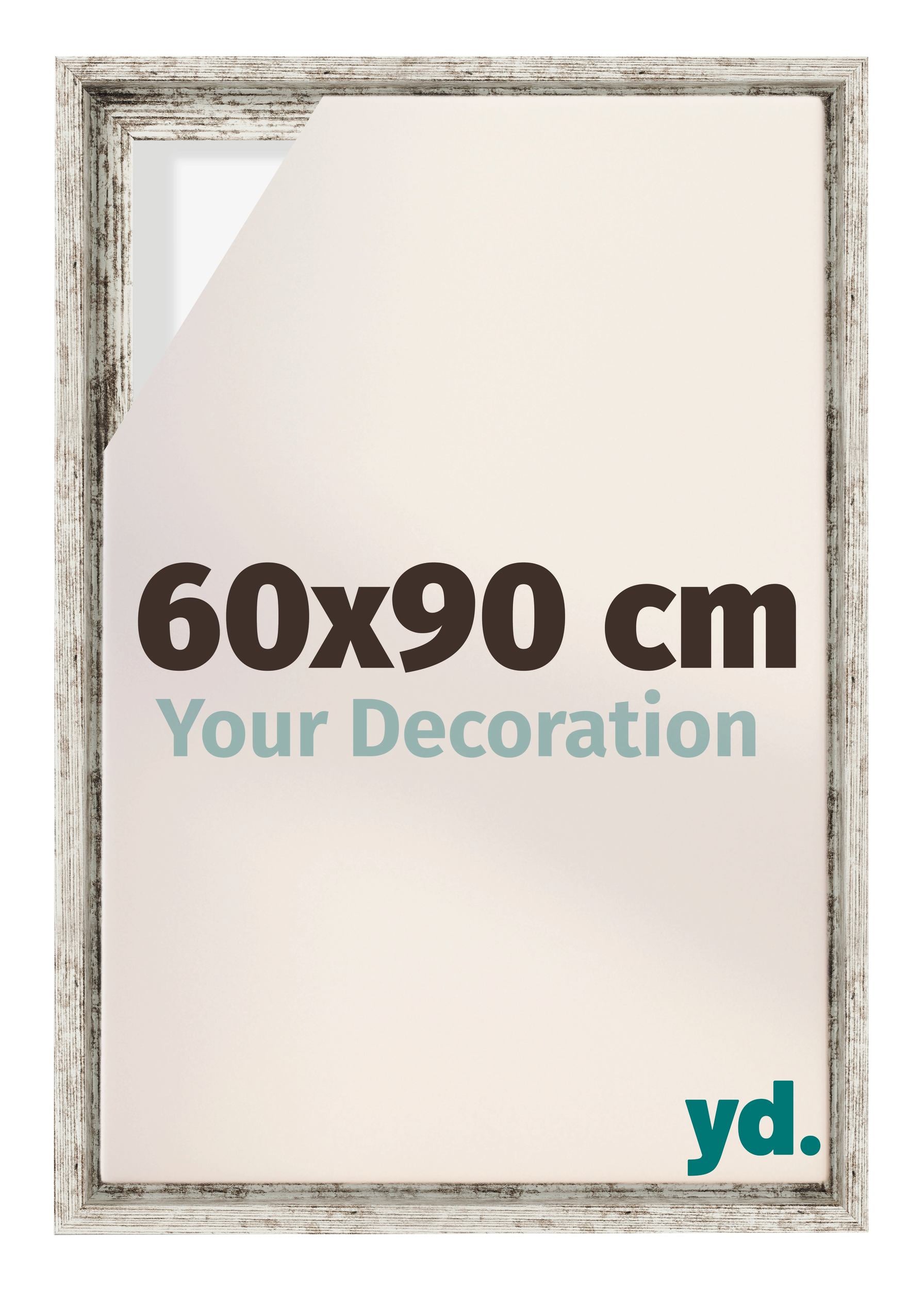 Lyon MDF Canvas Floater Frame 60x90cm White Vintage Voorzijde Maat | Yourdecoration.com
