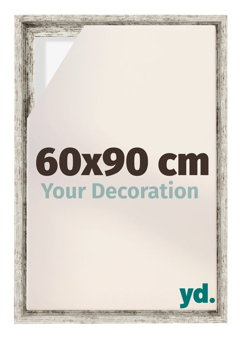 Lyon MDF Canvas Floater Frame 60x90cm White Vintage Voorzijde Maat | Yourdecoration.com