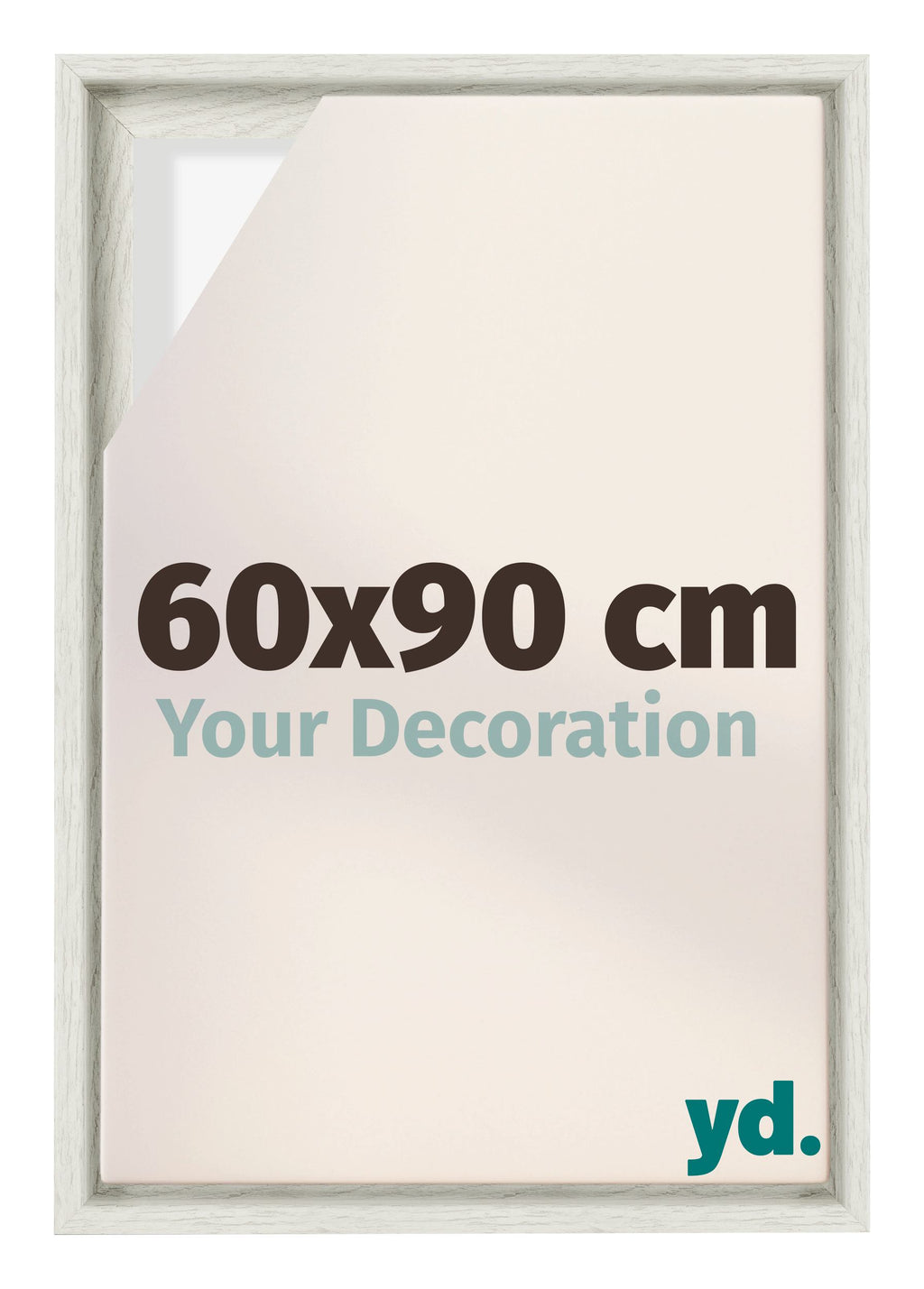 Lyon MDF Canvas Floater Frame 60x90cm White Wash Voorzijde Maat | Yourdecoration.com