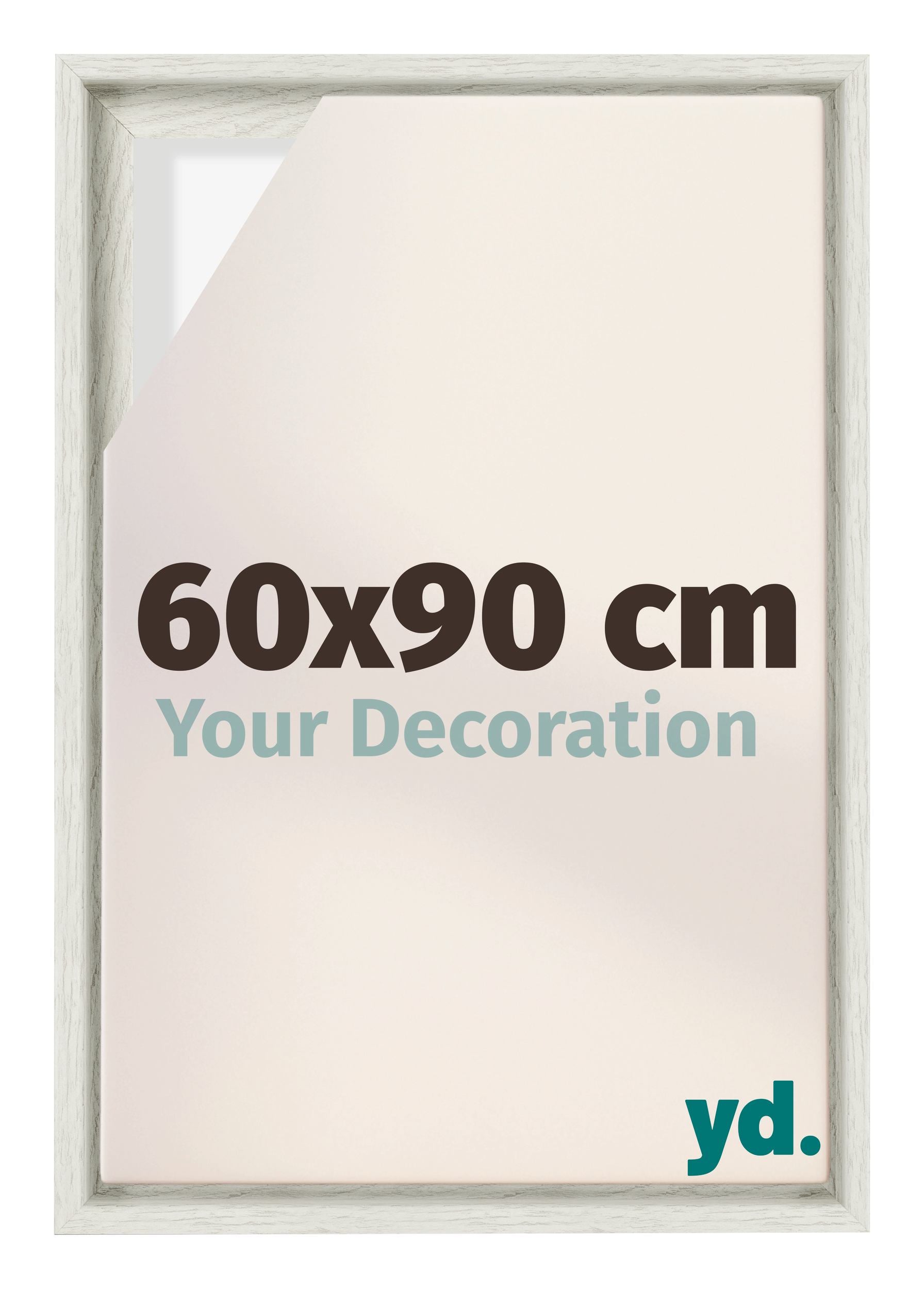 Lyon MDF Canvas Floater Frame 60x90cm White Wash Voorzijde Maat | Yourdecoration.com