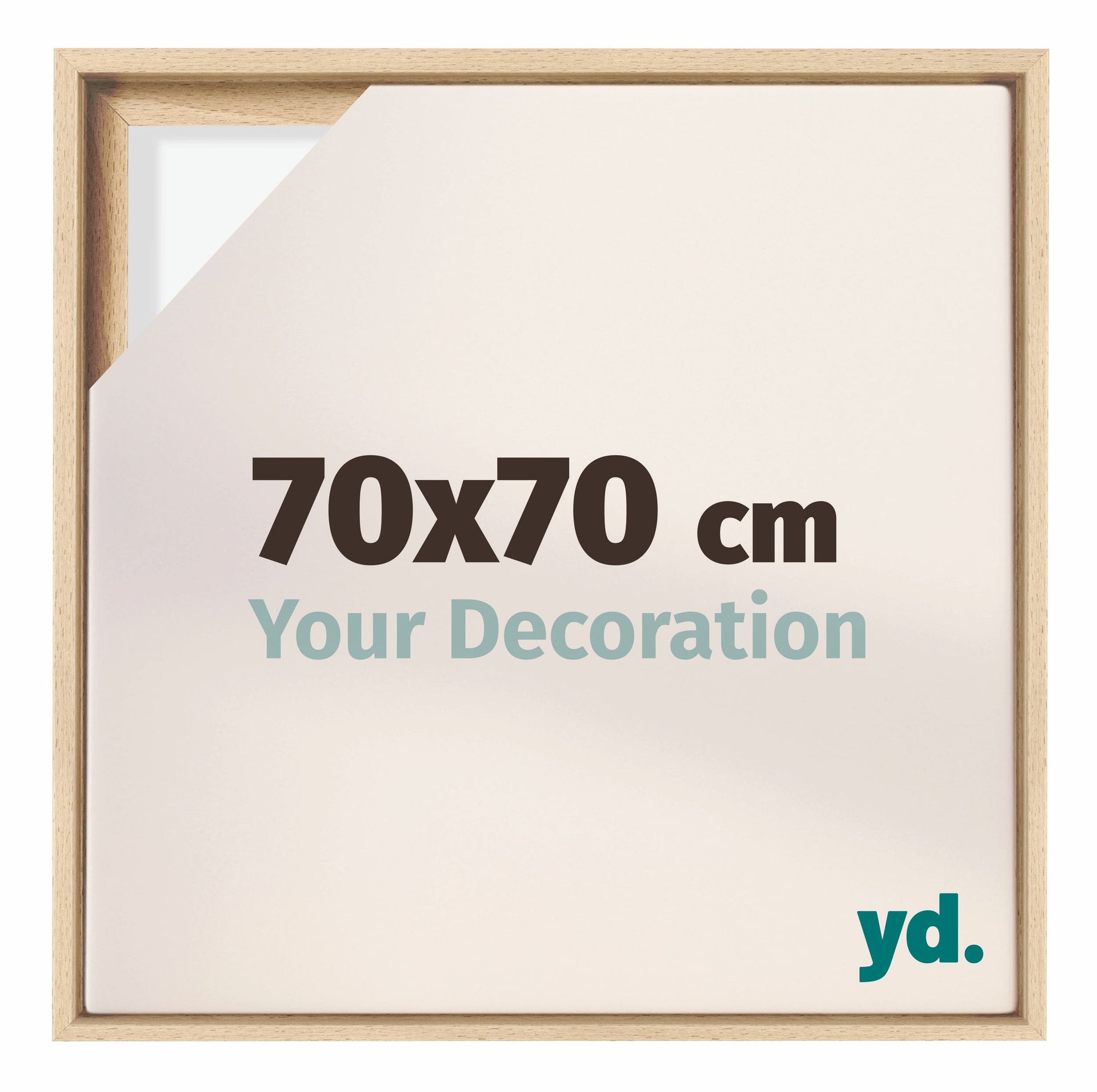 Lyon MDF Canvas Floater Frame 70x70cm Beech Front Size | Yourdecoration.com