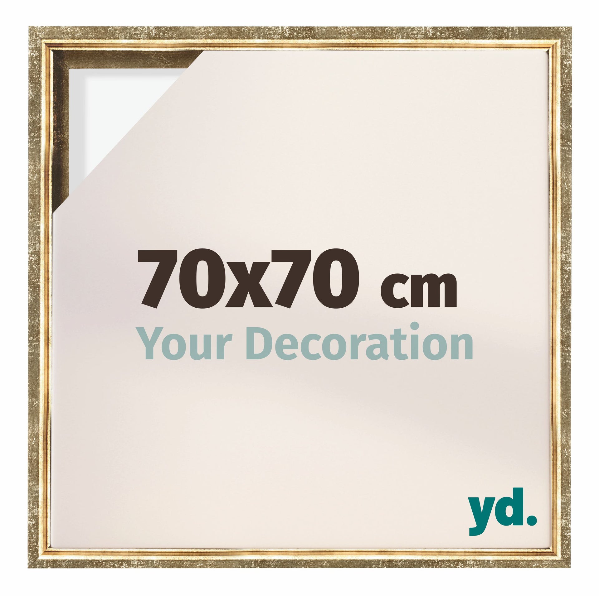 Lyon MDF Canvas Floater Frame 70x70cm Gold Antique Front Size | Yourdecoration.com