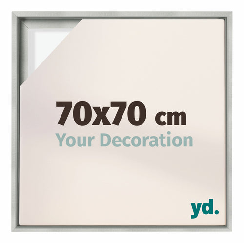 Lyon MDF Canvas Floater Frame 70x70cm Silver Matte Front Size | Yourdecoration.com