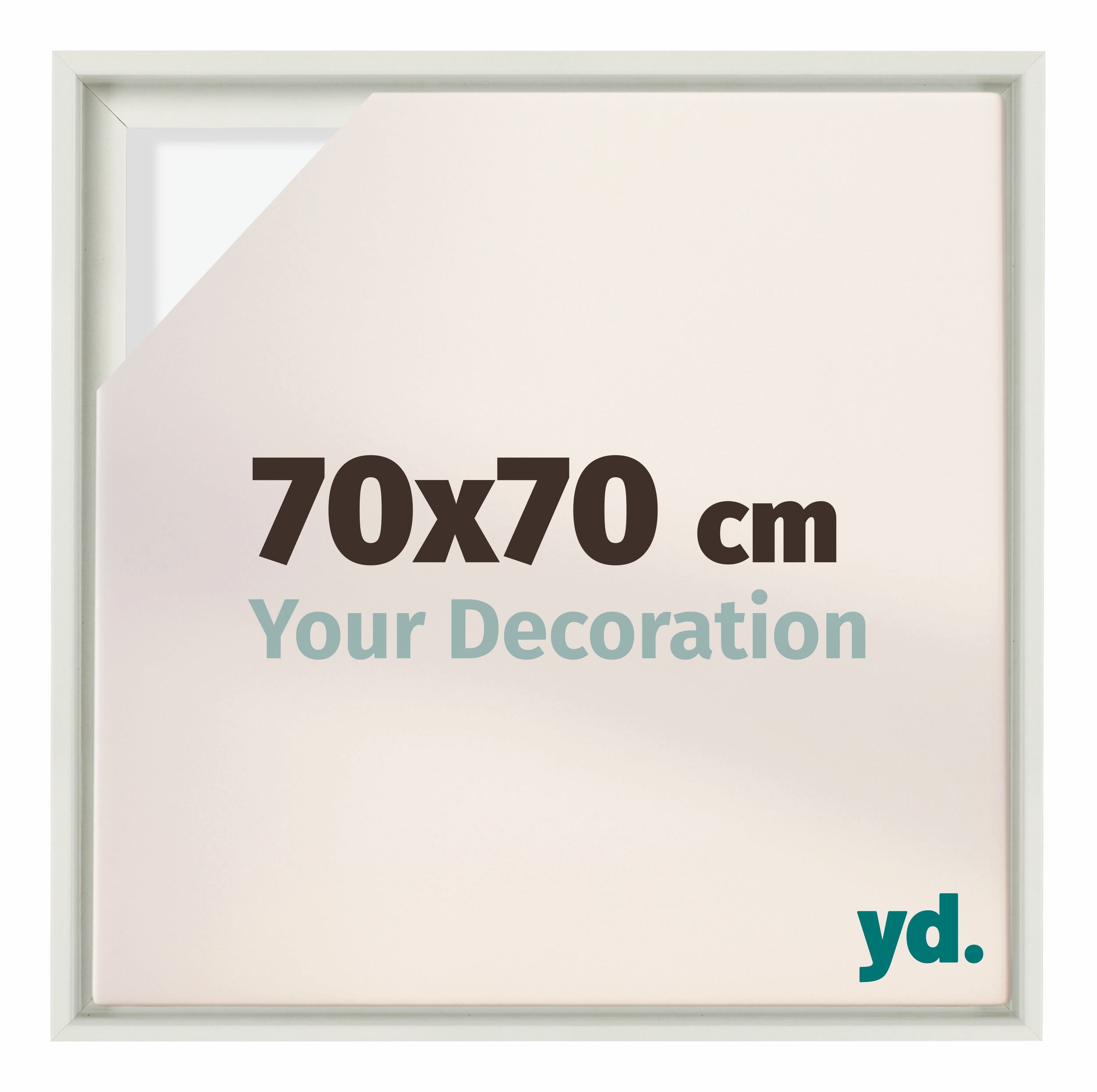 Lyon MDF Canvas Floater Frame 70x70cm White Matte Front Size | Yourdecoration.com