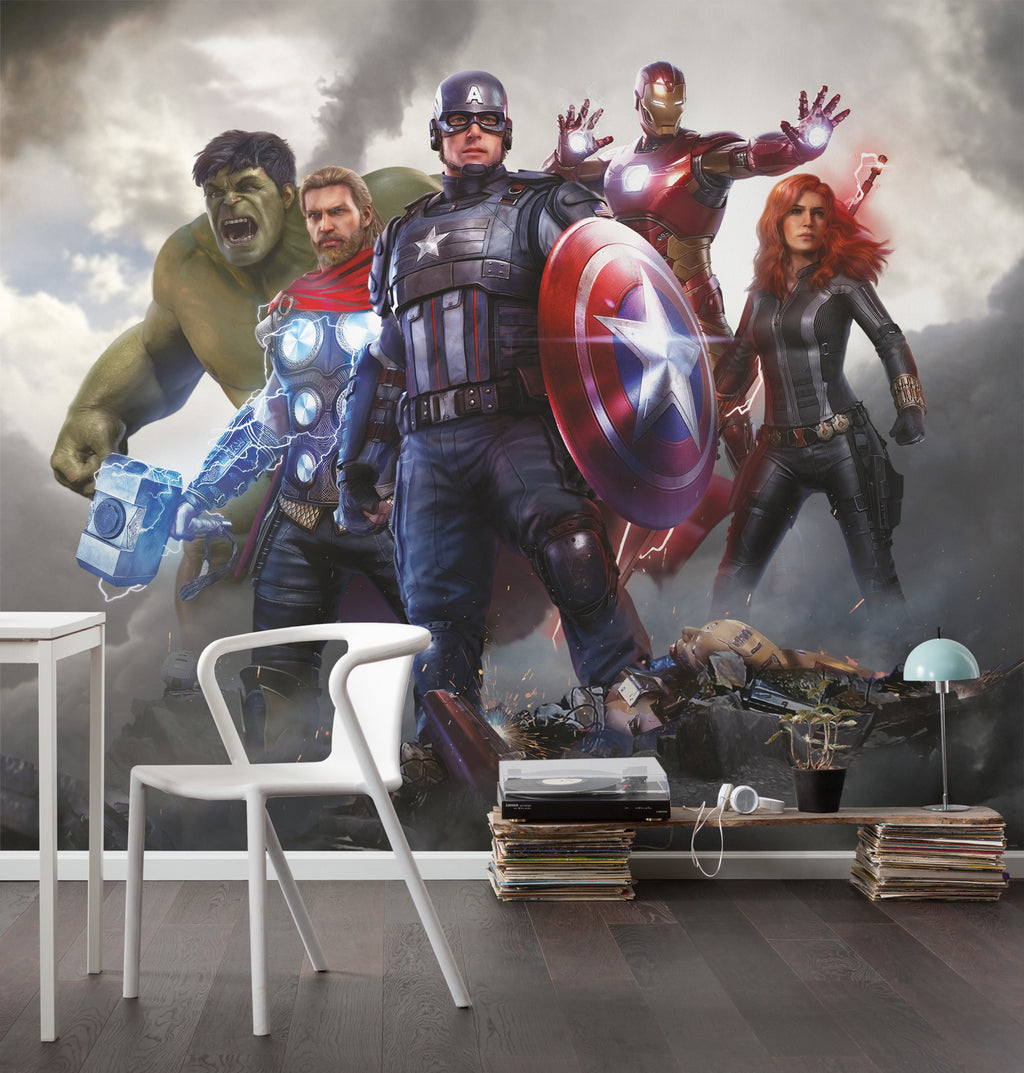 Marvel Avengers Working Together Interior 98sqi5 Wall Mural DX6 208 | Yourdecoration.com