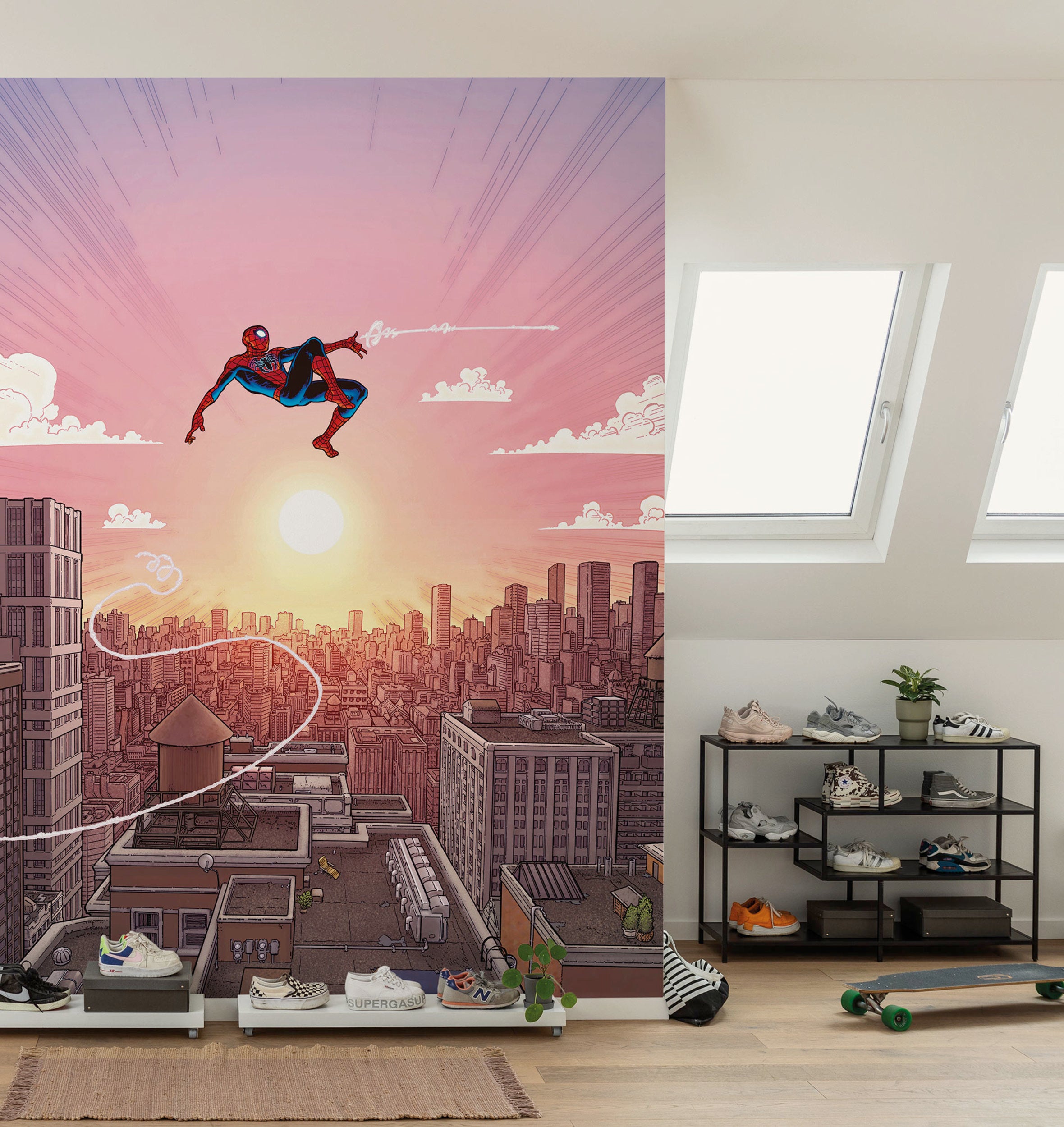 Marvel Spider Man Swinging through The Air Interior Wall Mural DX4 209 | Yourdecoration.com