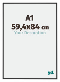 Miami Aluminium Photo Frame 59 4x84cm A1 Black High Gloss Front Size | Yourdecoration.com