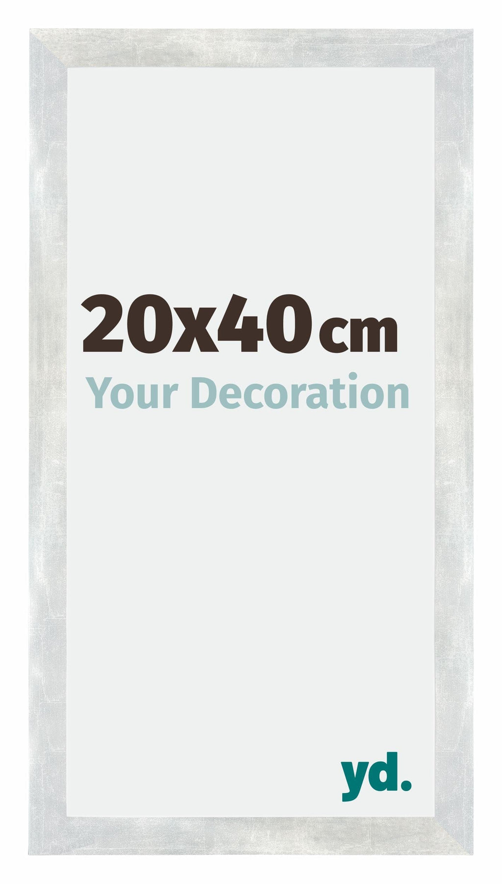 Mura MDF Photo Frame 20x40cm Silver Glossy Vintage Front Size | Yourdecoration.com