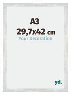 Mura MDF Photo Frame 29 7x42cm A3 Silver Glossy Vintage Front Size | Yourdecoration.com
