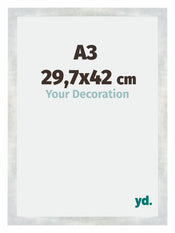 Mura MDF Photo Frame 29 7x42cm A3 Silver Glossy Vintage Front Size | Yourdecoration.com