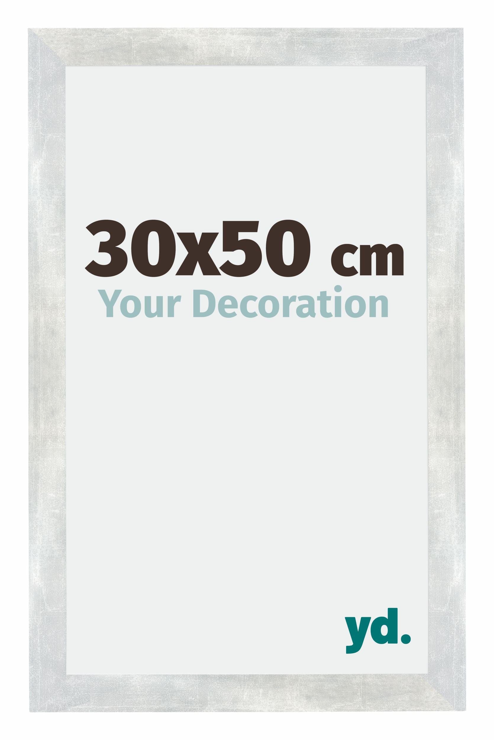 Mura MDF Photo Frame 30x50cm Silver Glossy Vintage Front Size | Yourdecoration.com